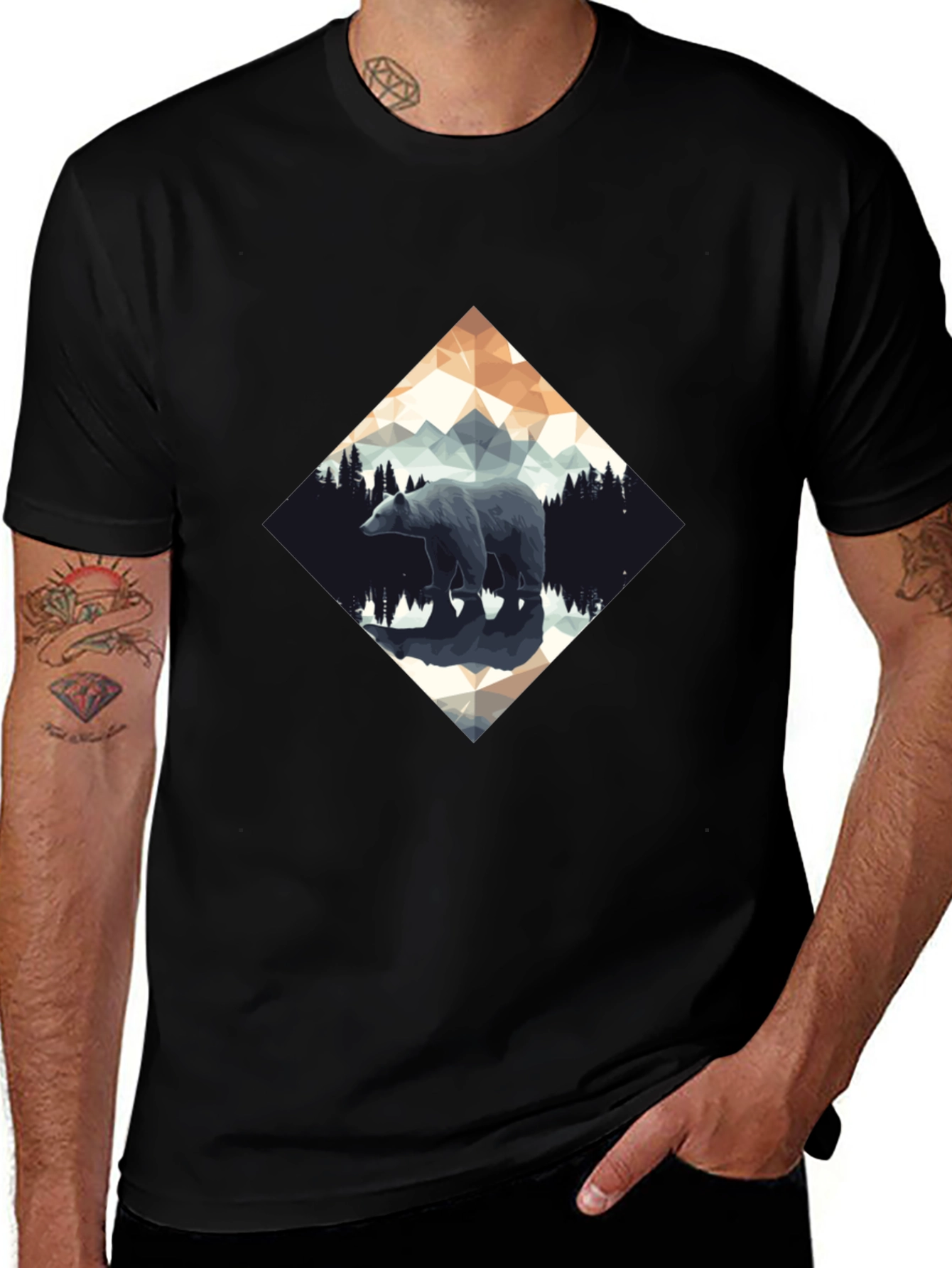 Geometric Bear Graphic T-Shirt
