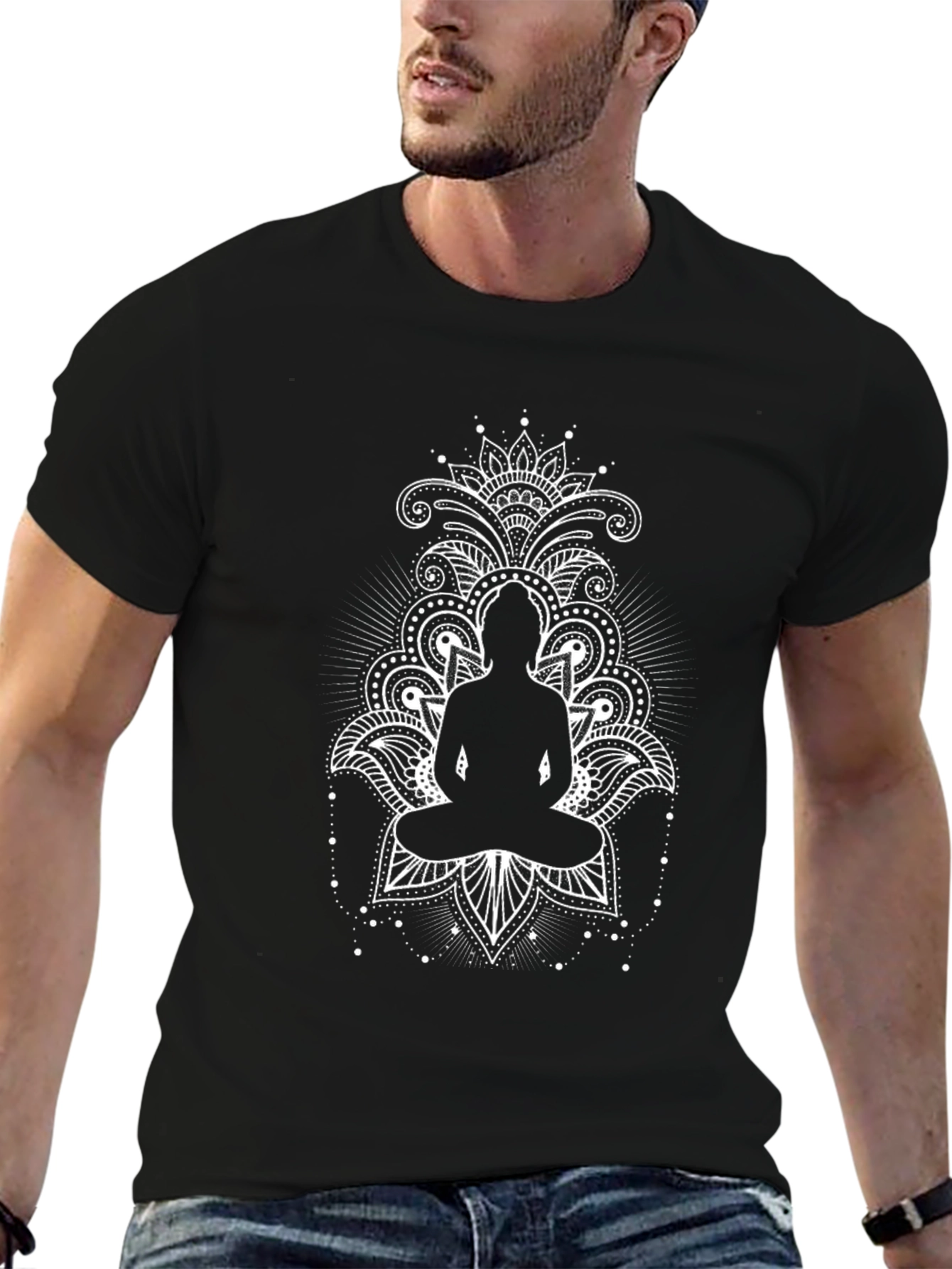 Meditative Buddha Graphic Tee - Black
