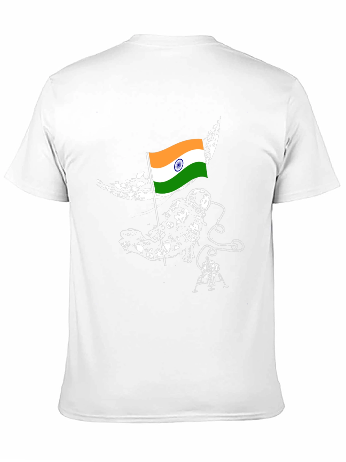Astronaut India Flag Graphic Tee - Black Cotton T-Shirt