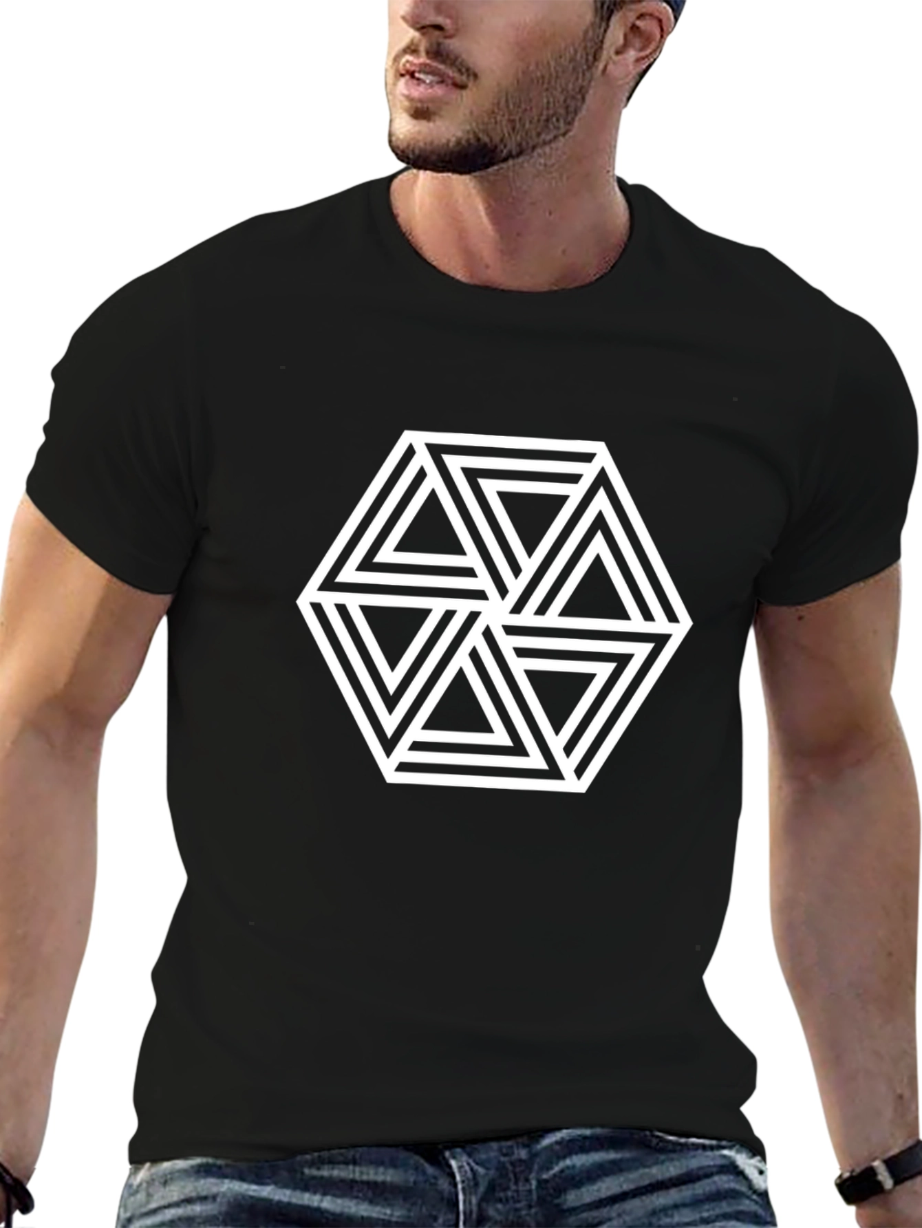 Optical Illusion Geometric T-Shirt - Modern Design Tee