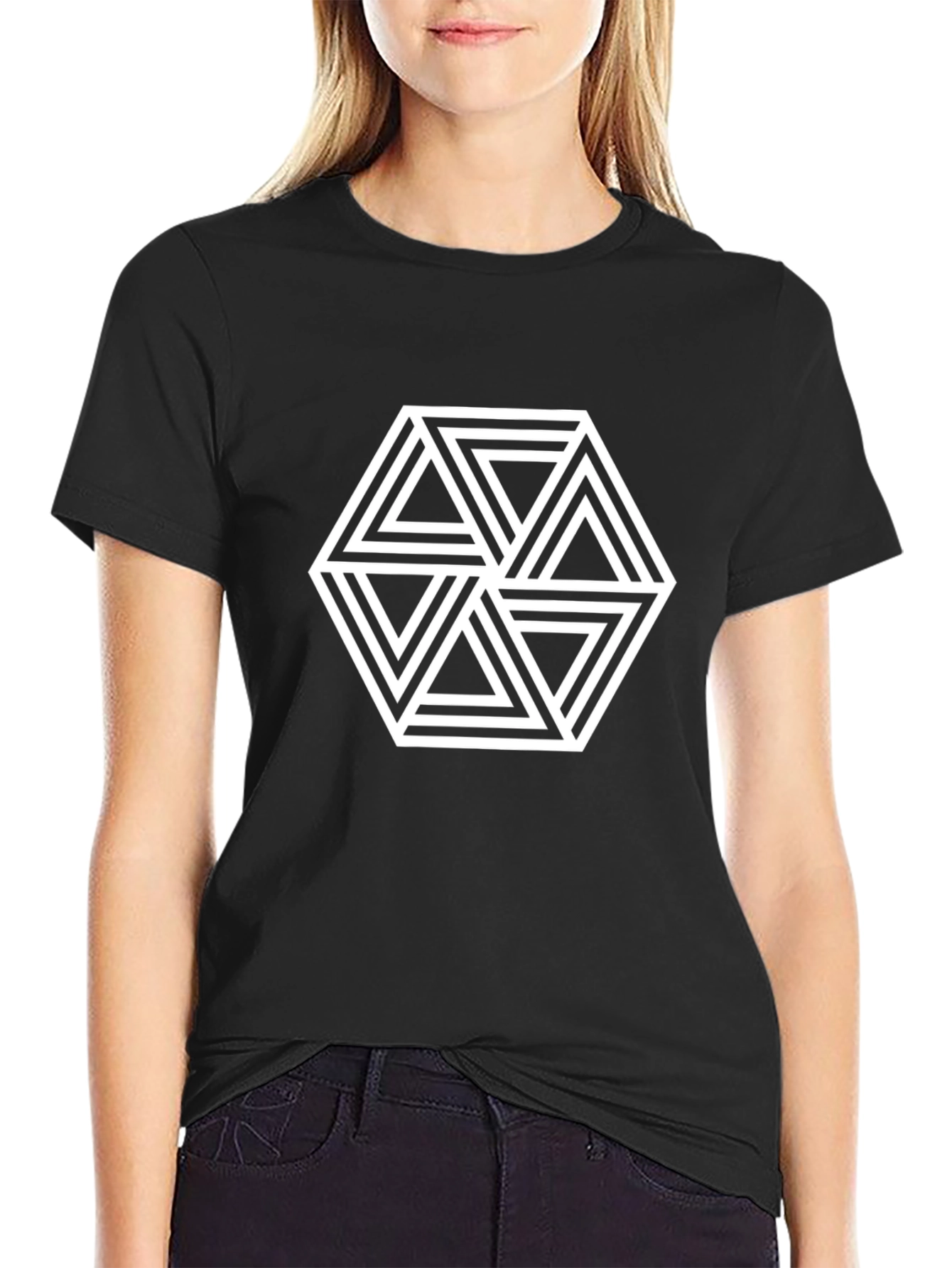 Optical Illusion Geometric T-Shirt - Modern Design Tee
