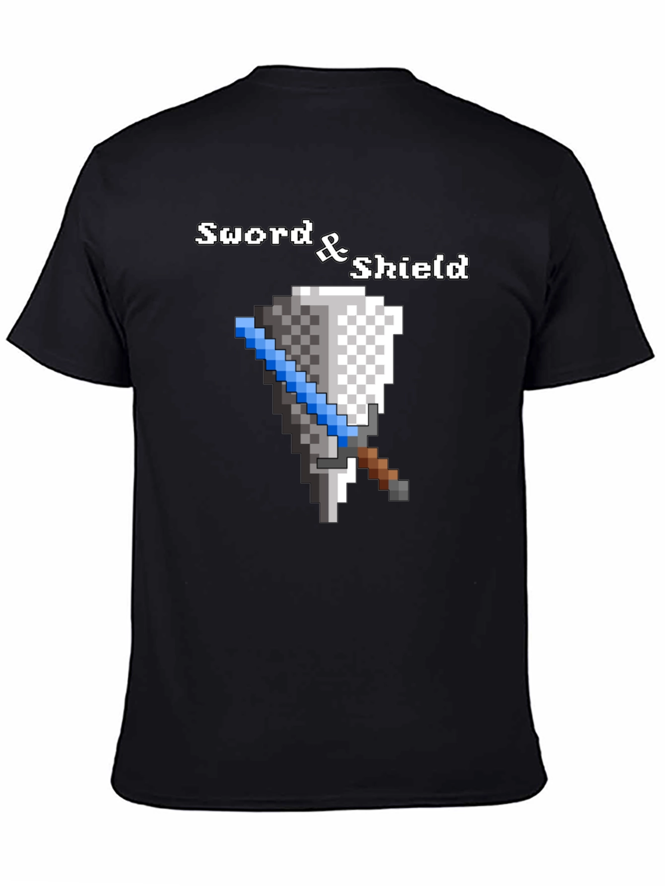 Sword and Shield Pixel Graphic Black T-Shirt