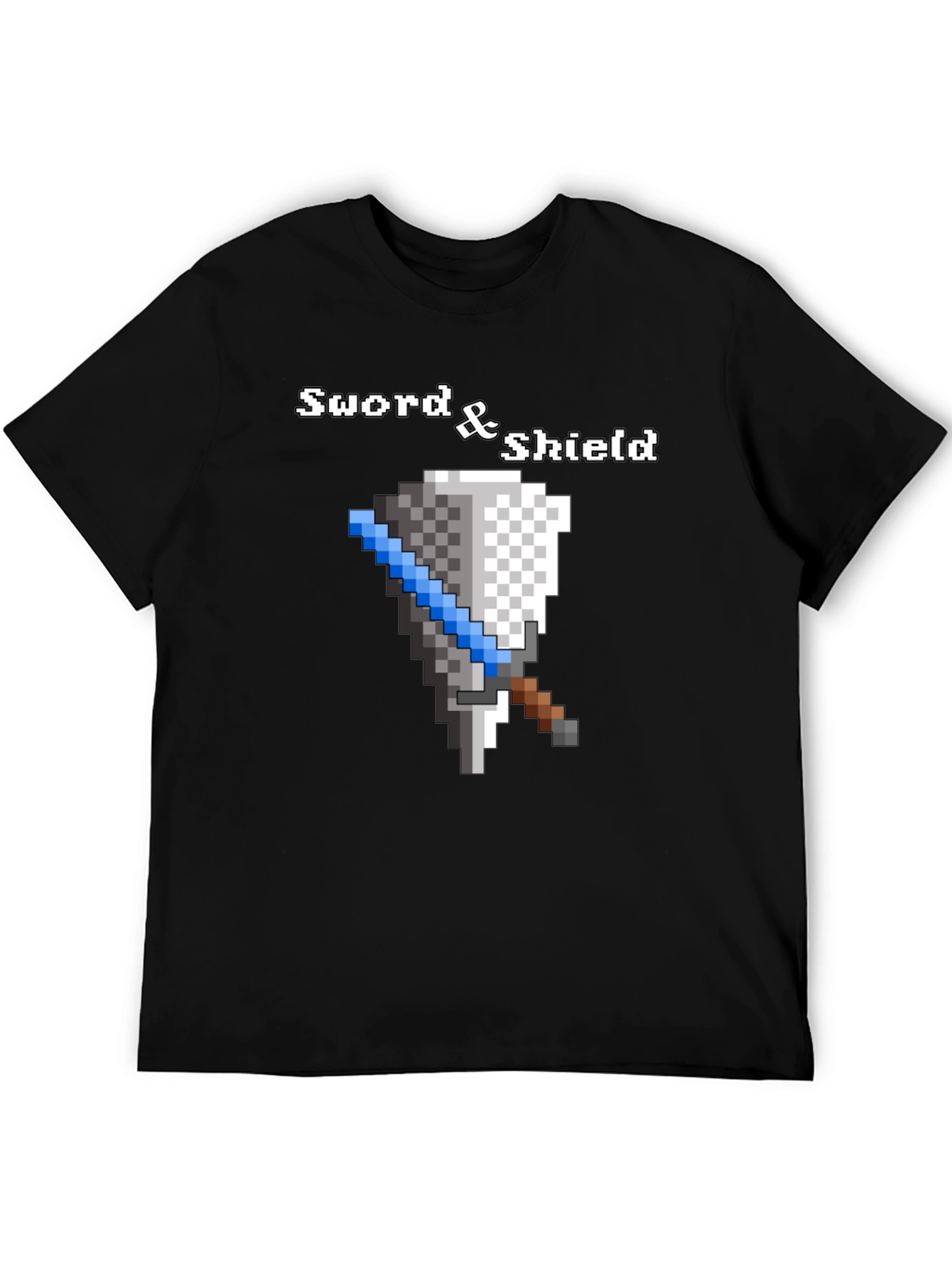 Sword and Shield Pixel Graphic Black T-Shirt