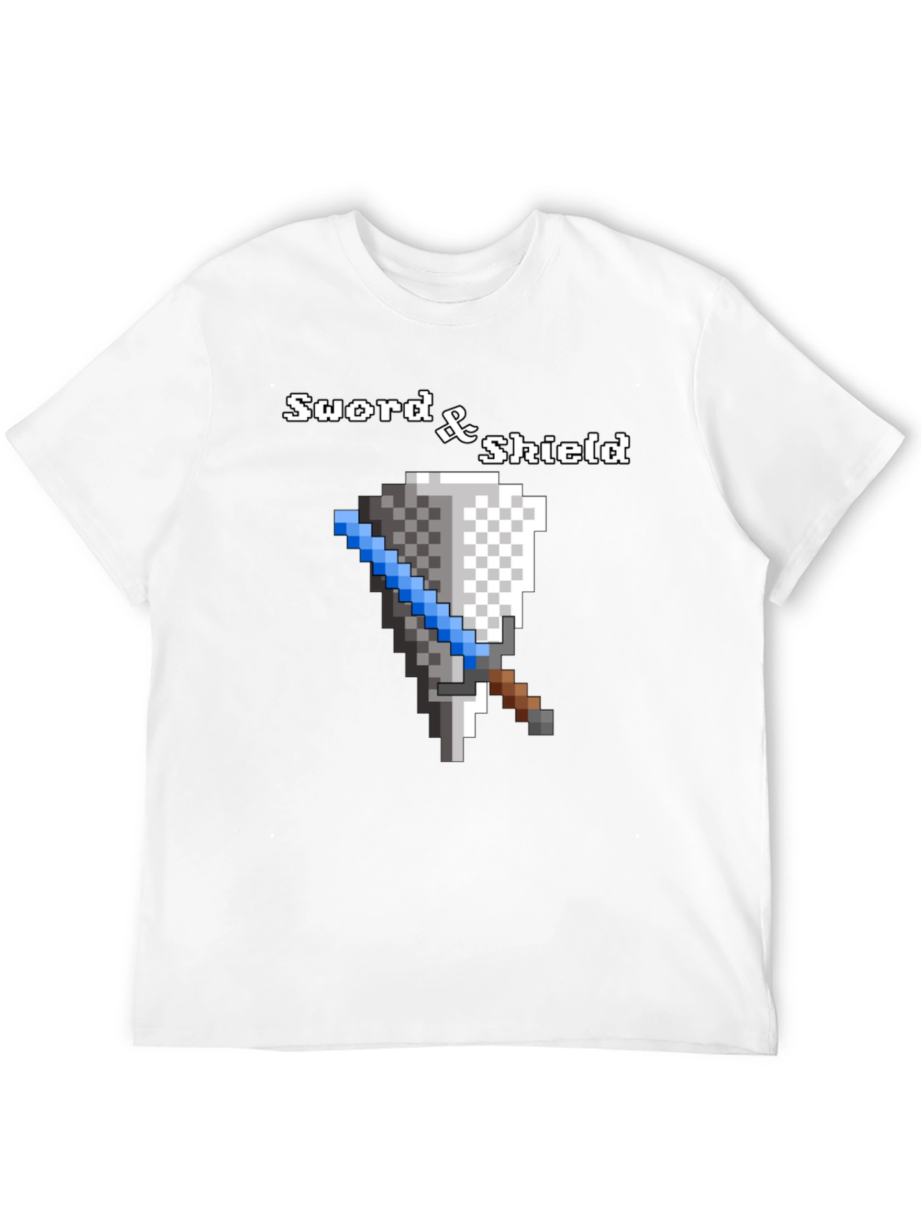 Sword and Shield Pixel Graphic Black T-Shirt