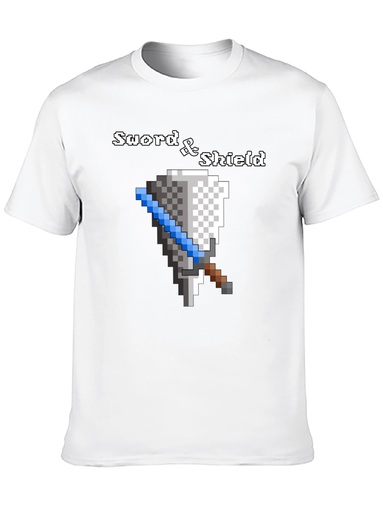 Sword and Shield Pixel Graphic Black T-Shirt