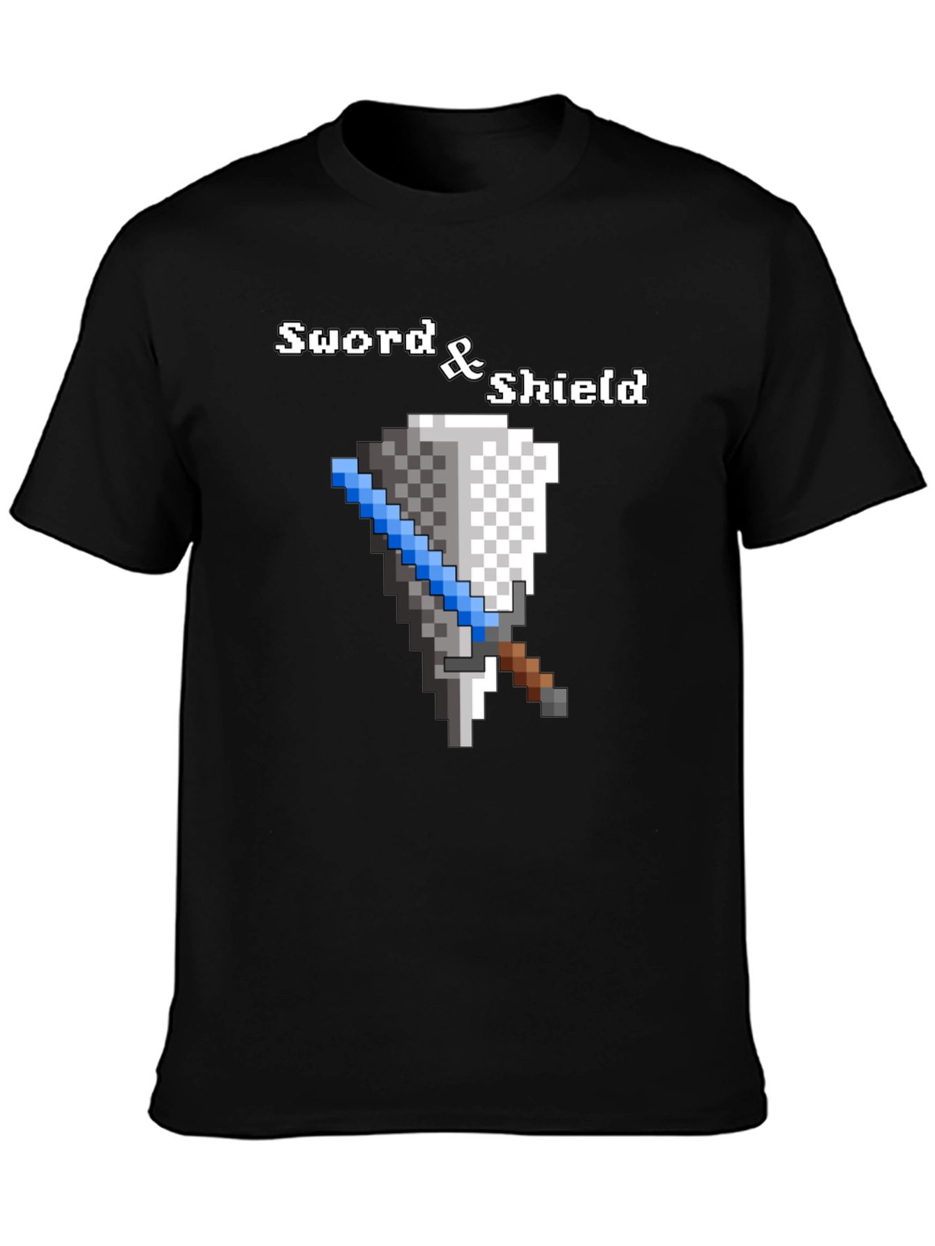 Sword and Shield Pixel Graphic Black T-Shirt
