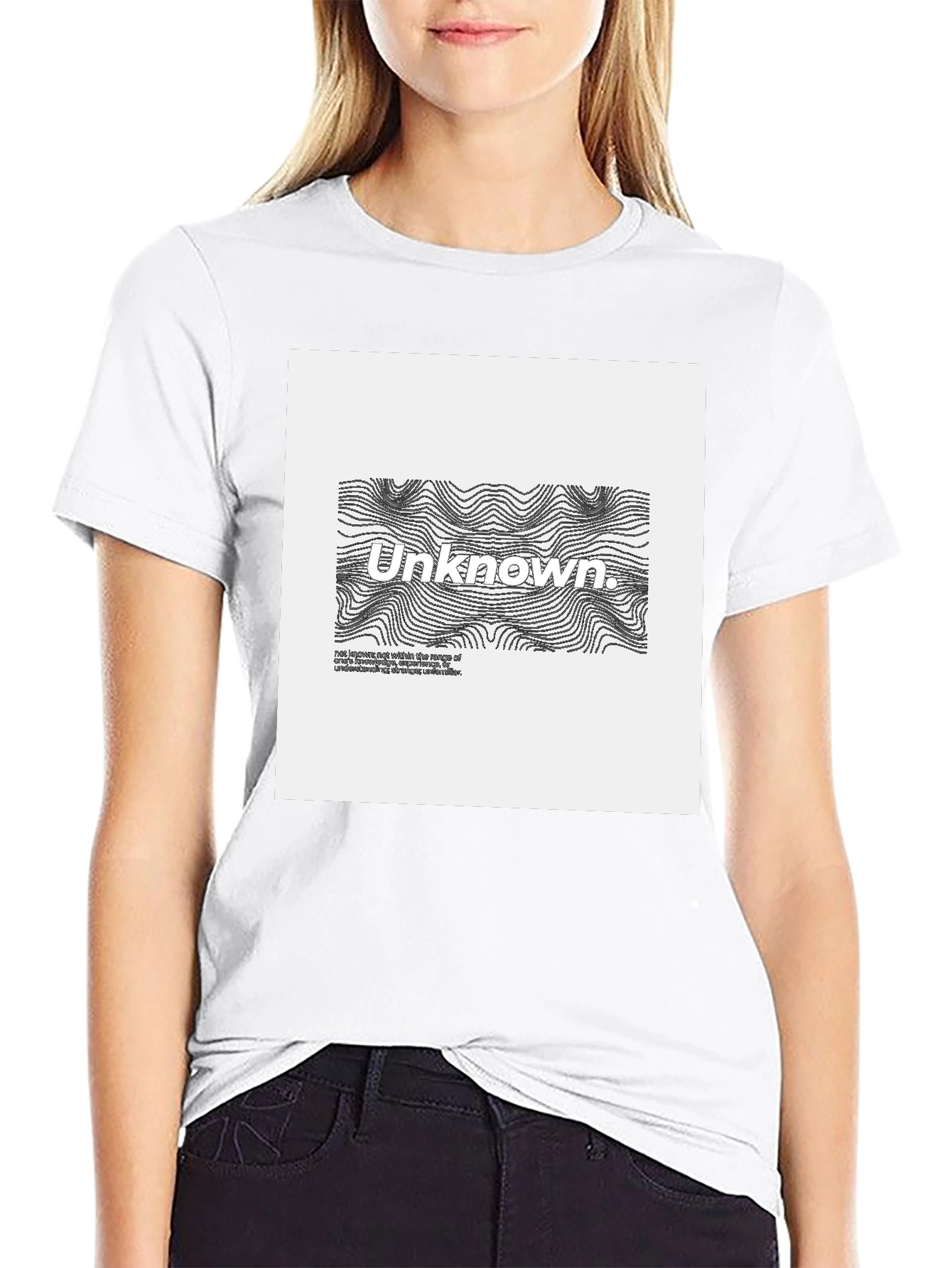 Unknown Graphic Tee - Black Cotton Blend Casual Wear