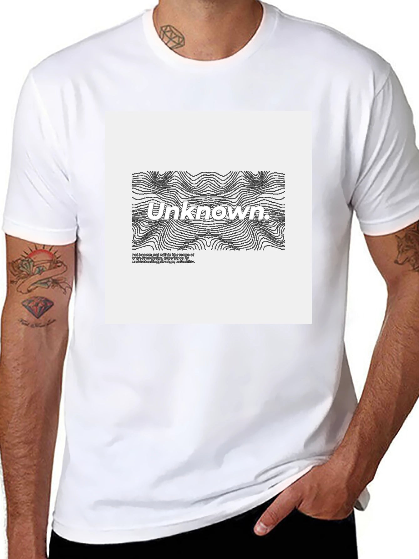 Unknown Graphic Tee - Black Cotton Blend Casual Wear