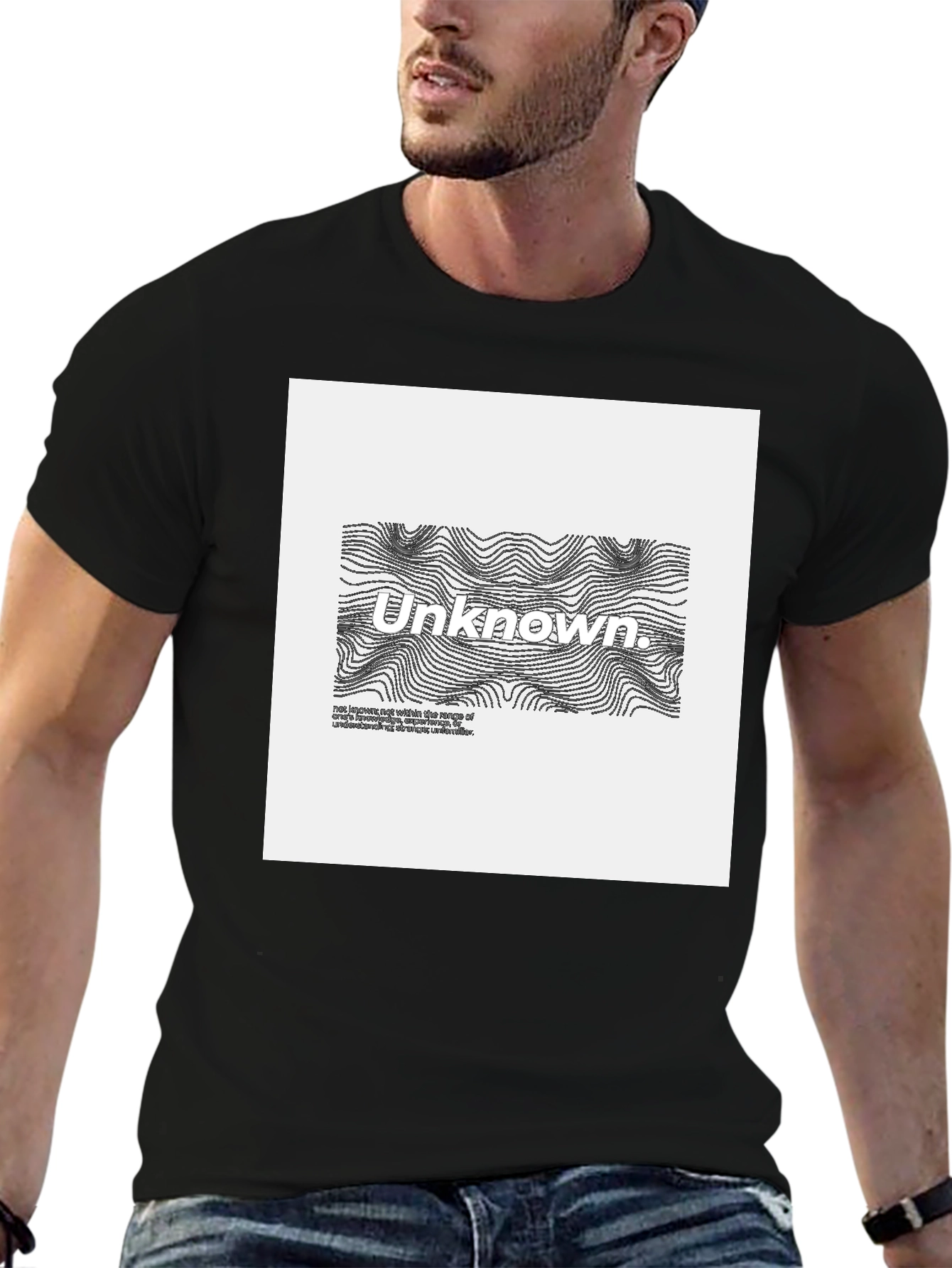 Unknown Graphic Tee - Black Cotton Blend Casual Wear