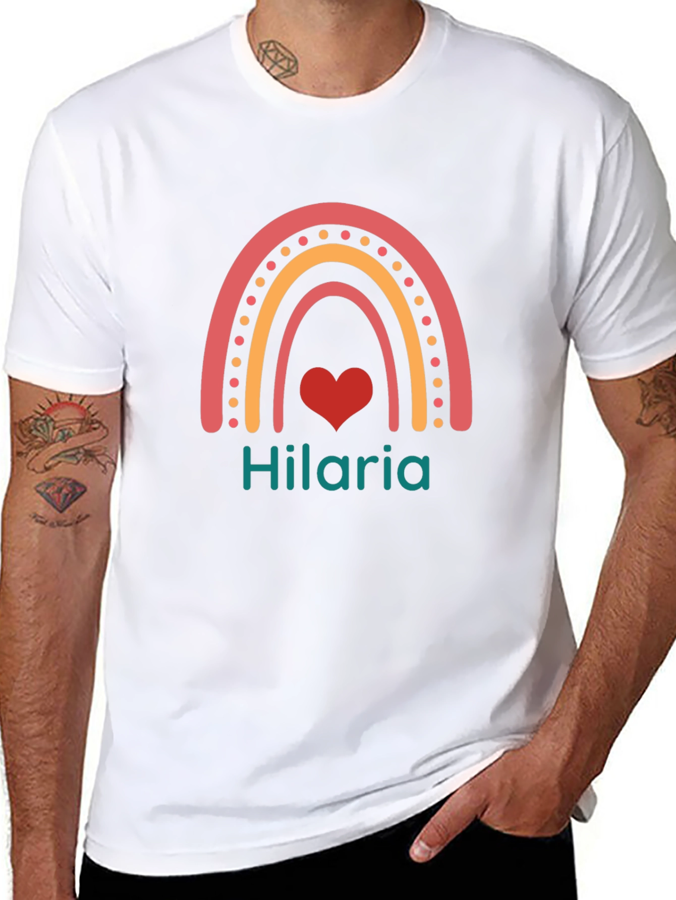 Hilaria Rainbow Heart Graphic T-Shirt