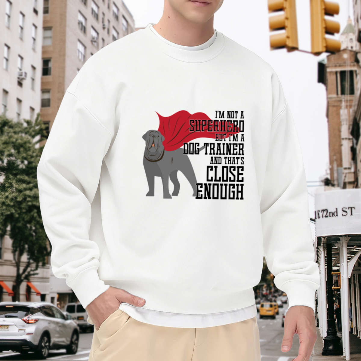 DOG TRAINER SUPERHERO - Funny Dog Trainer Graphic ԲÁìÎÀÒÂ | Unisex Pullover Sweatshirt