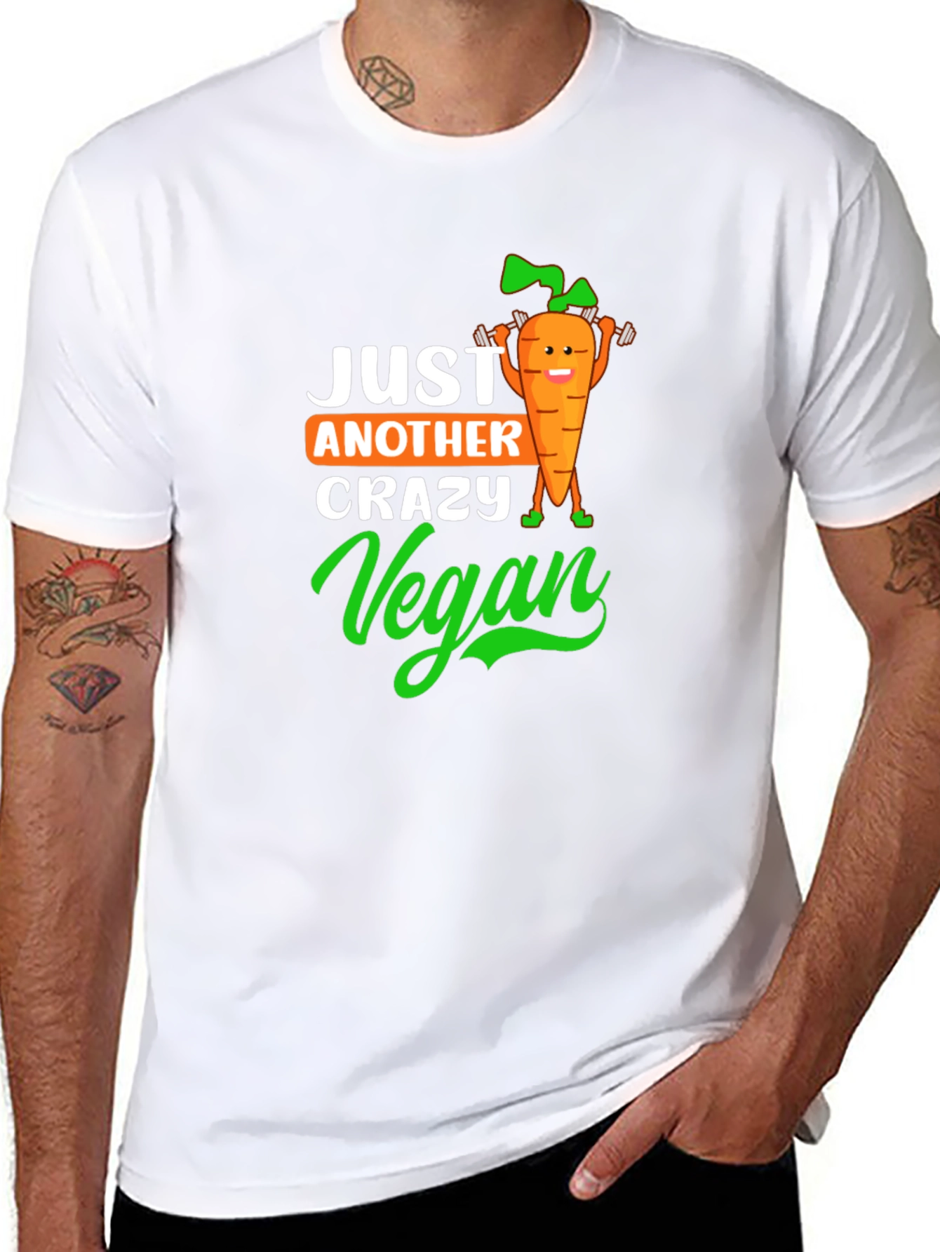 Crazy Vegan T-Shirt - Fun Carrot Design