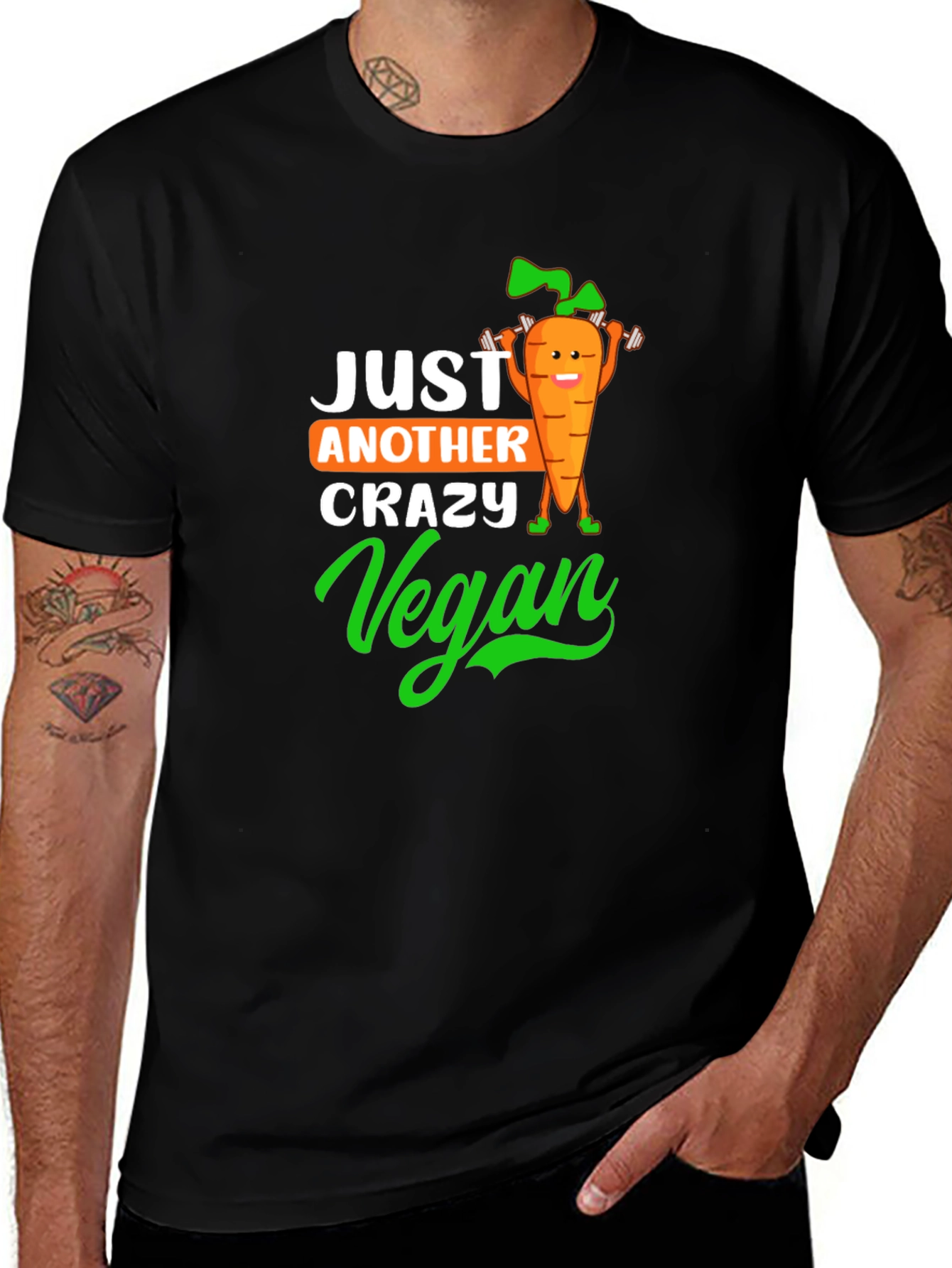 Crazy Vegan T-Shirt - Fun Carrot Design