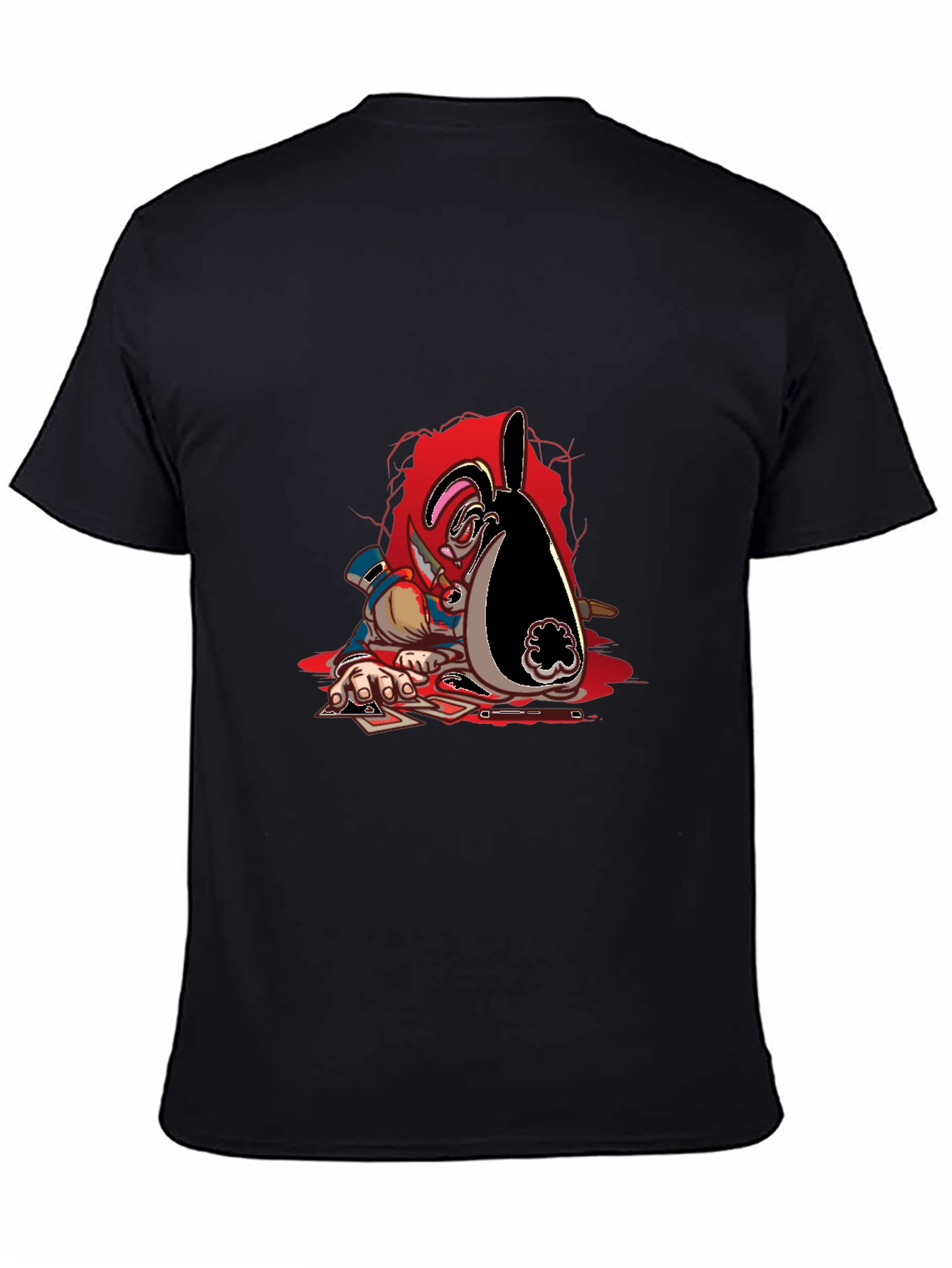 Poker Bunny Graphic Tee - Black Cotton Casual Wear