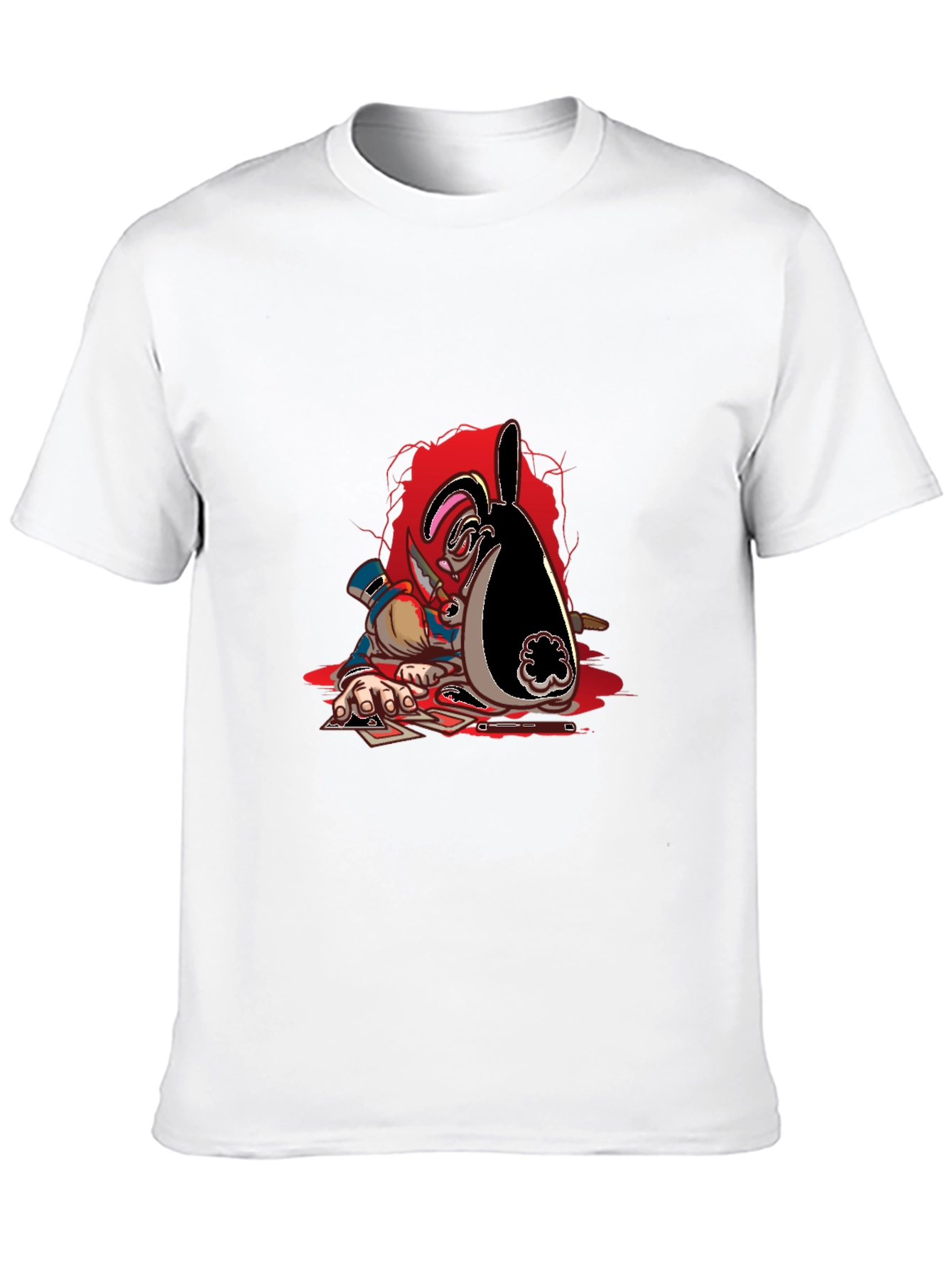 Poker Bunny Graphic Tee - Black Cotton Casual Wear