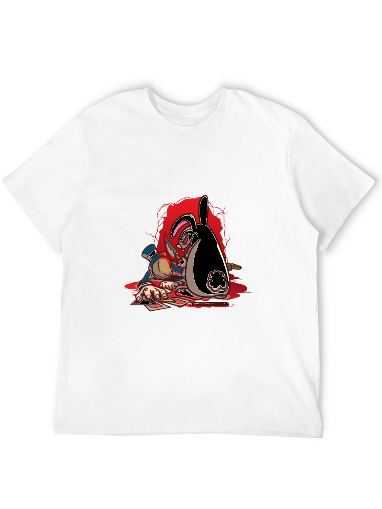 Poker Bunny Graphic Tee - Black Cotton Casual Wear