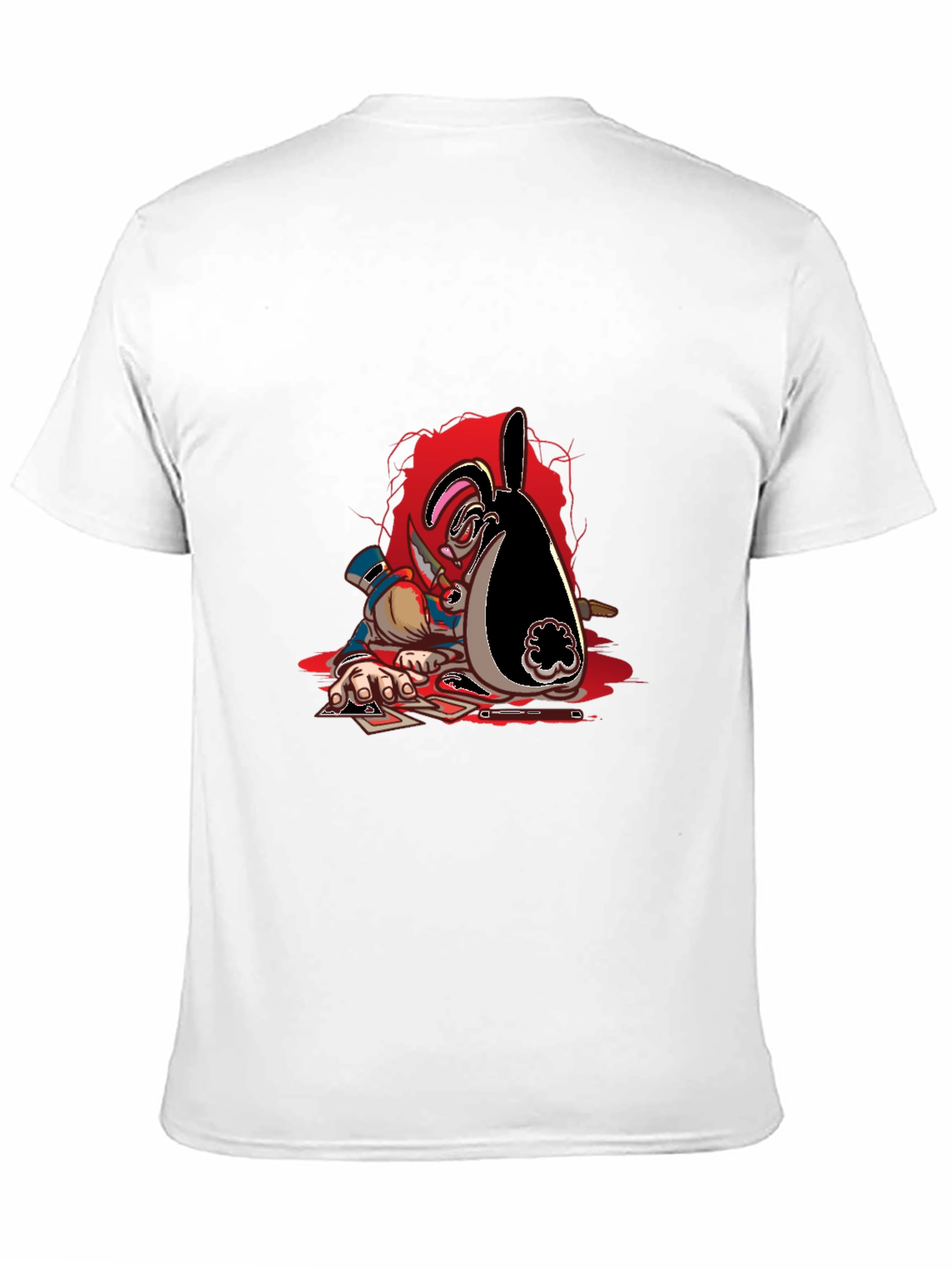 Poker Bunny Graphic Tee - Black Cotton Casual Wear