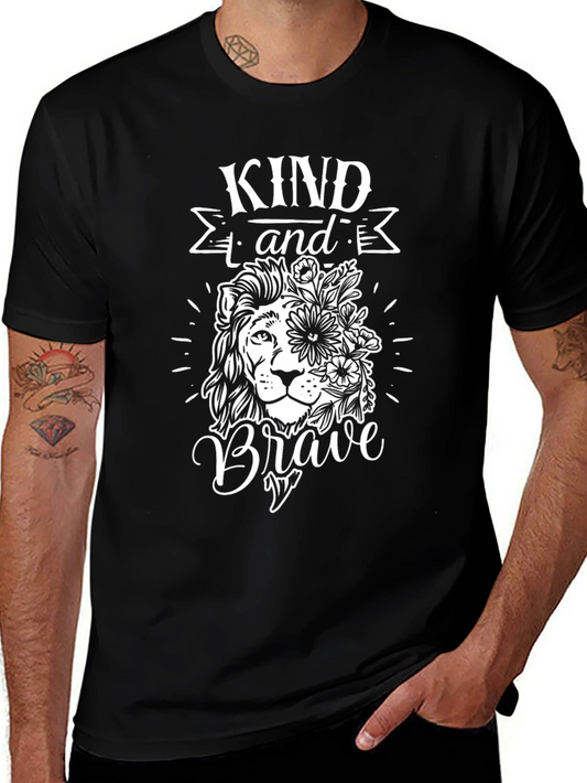 Kind & Brave Lion Graphic Tee - Unisex Black T-Shirt