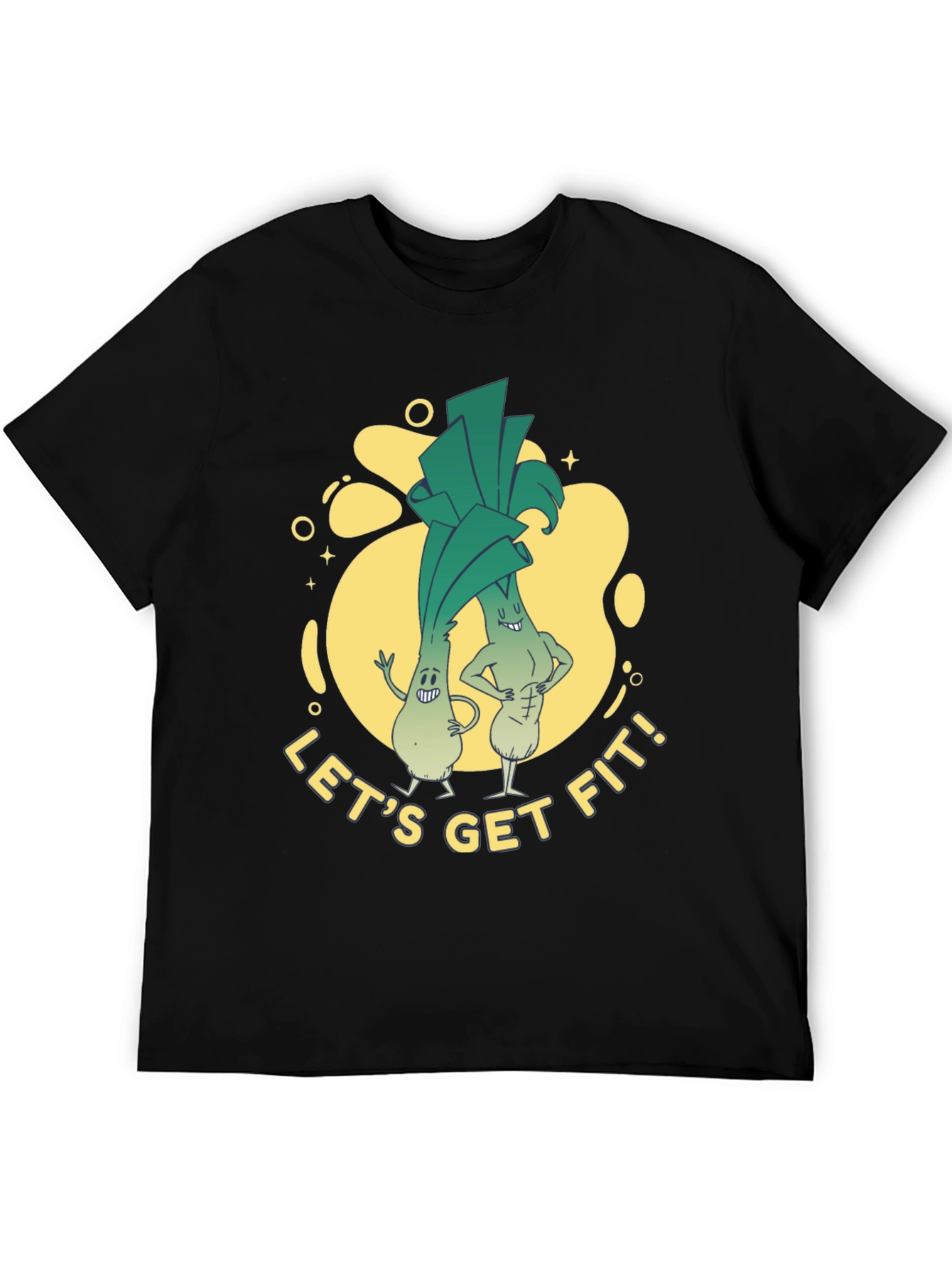 Lets Get Fit Leek Cartoon T-Shirt