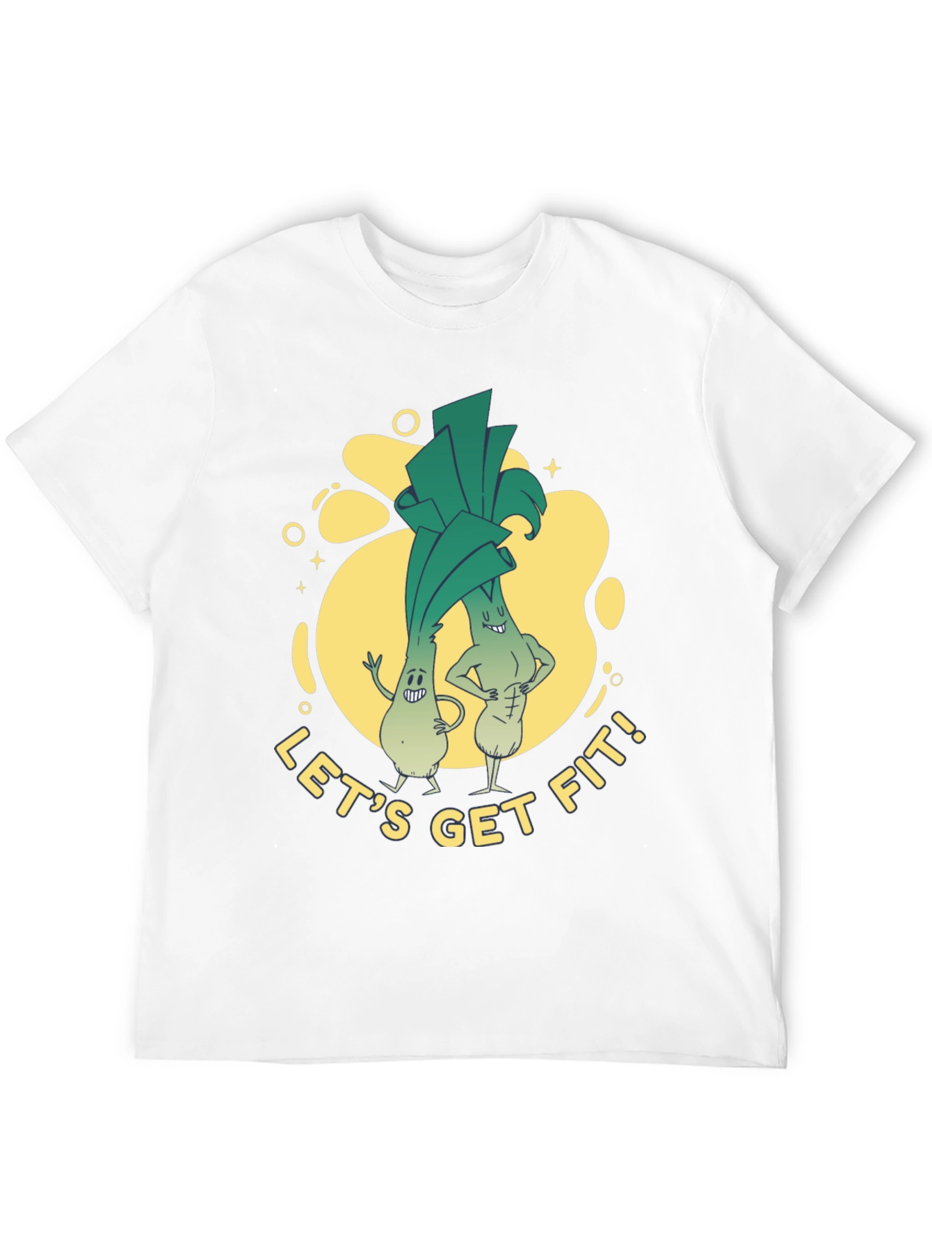 Lets Get Fit Leek Cartoon T-Shirt