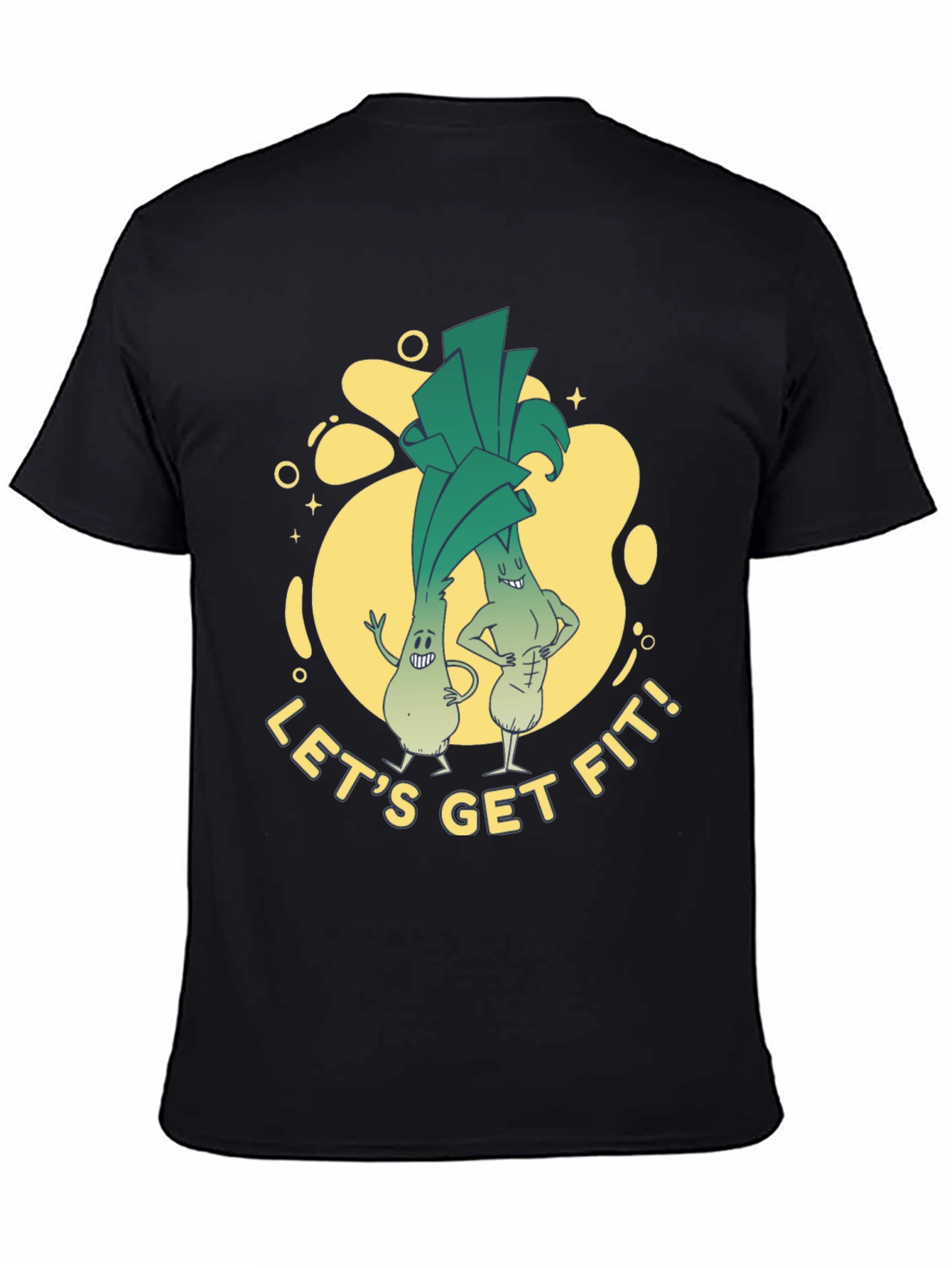 Lets Get Fit Leek Cartoon T-Shirt