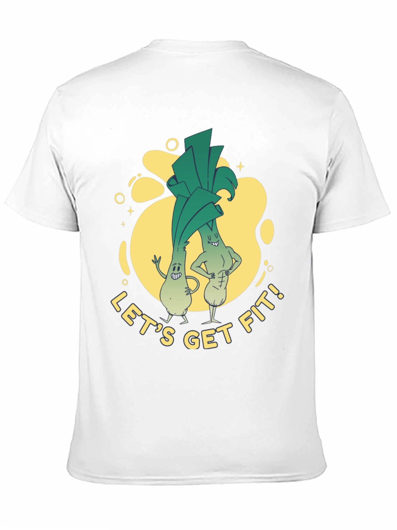 Lets Get Fit Leek Cartoon T-Shirt