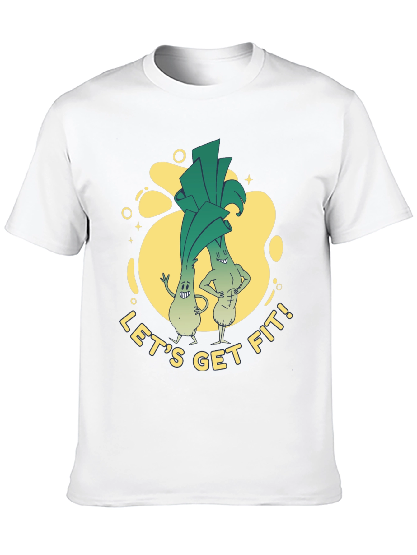 Lets Get Fit Leek Cartoon T-Shirt