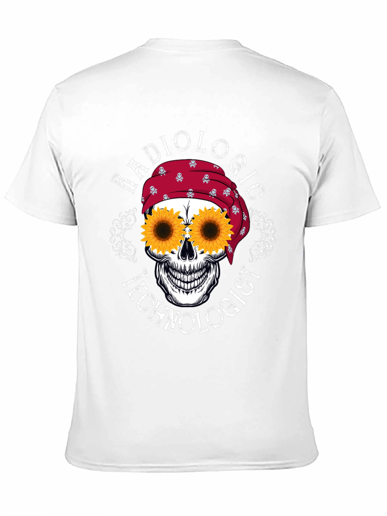 Radiologic Technologist Sunflower Skull Graphic T-Shirt