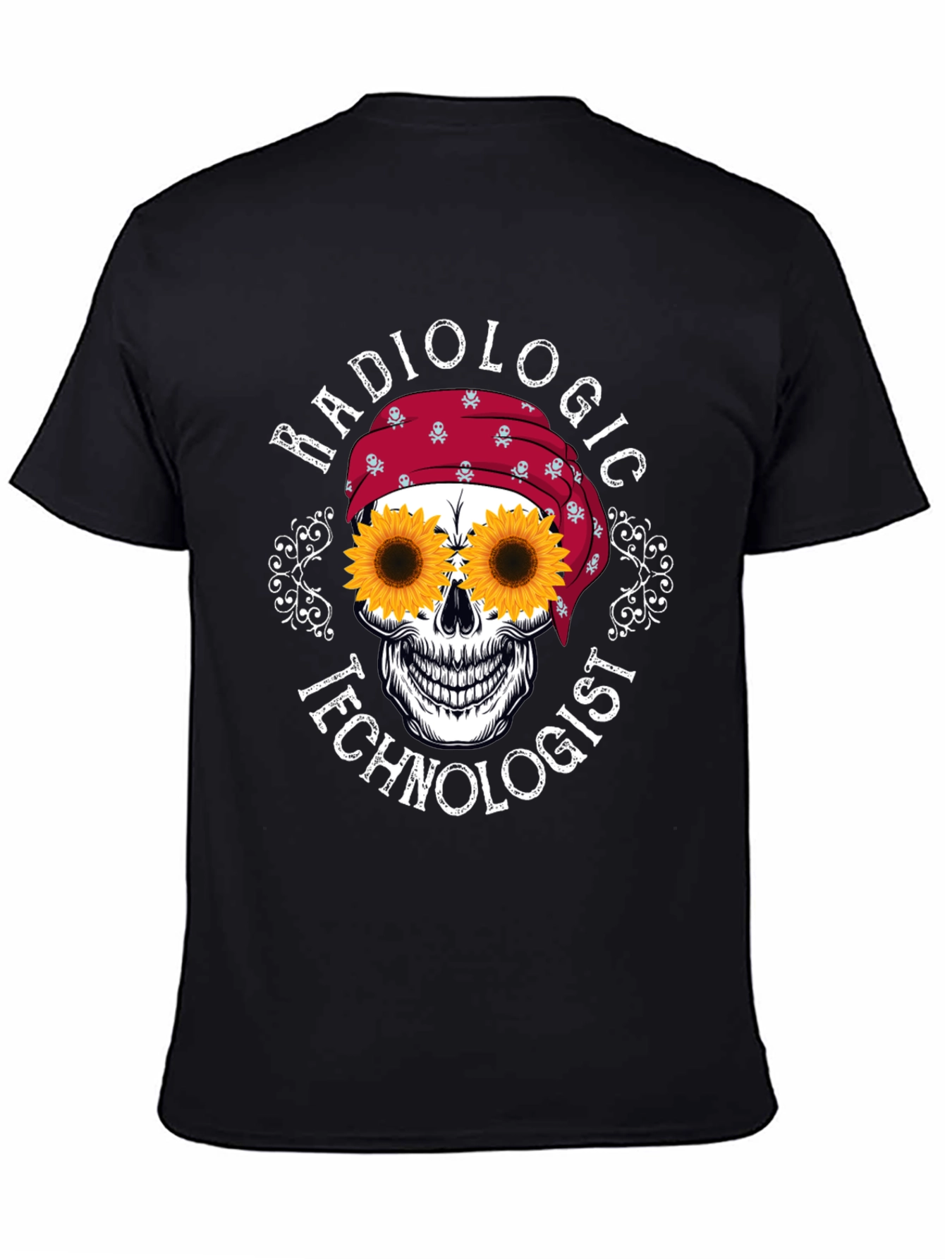 Radiologic Technologist Sunflower Skull Graphic T-Shirt