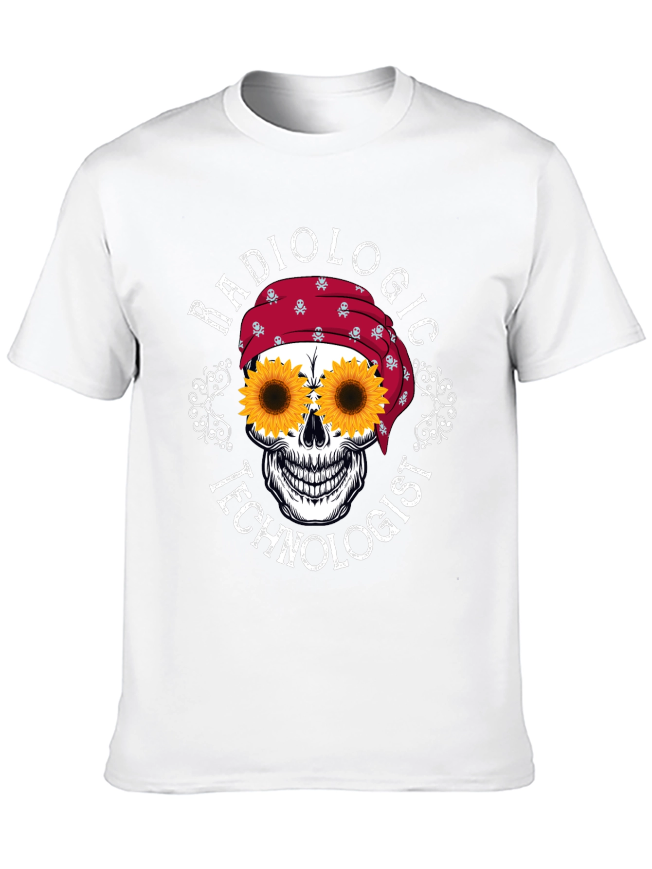 Radiologic Technologist Sunflower Skull Graphic T-Shirt