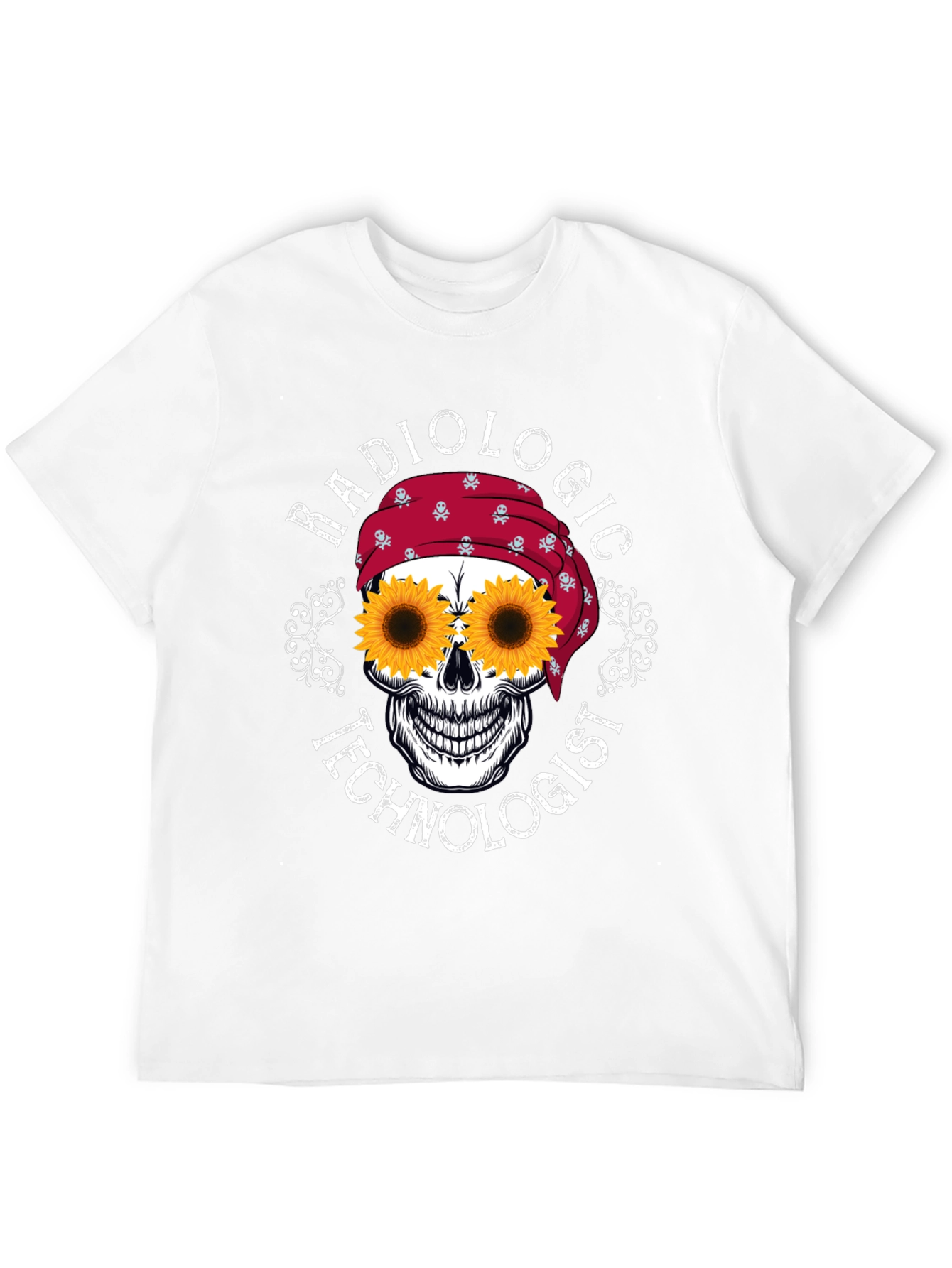 Radiologic Technologist Sunflower Skull Graphic T-Shirt