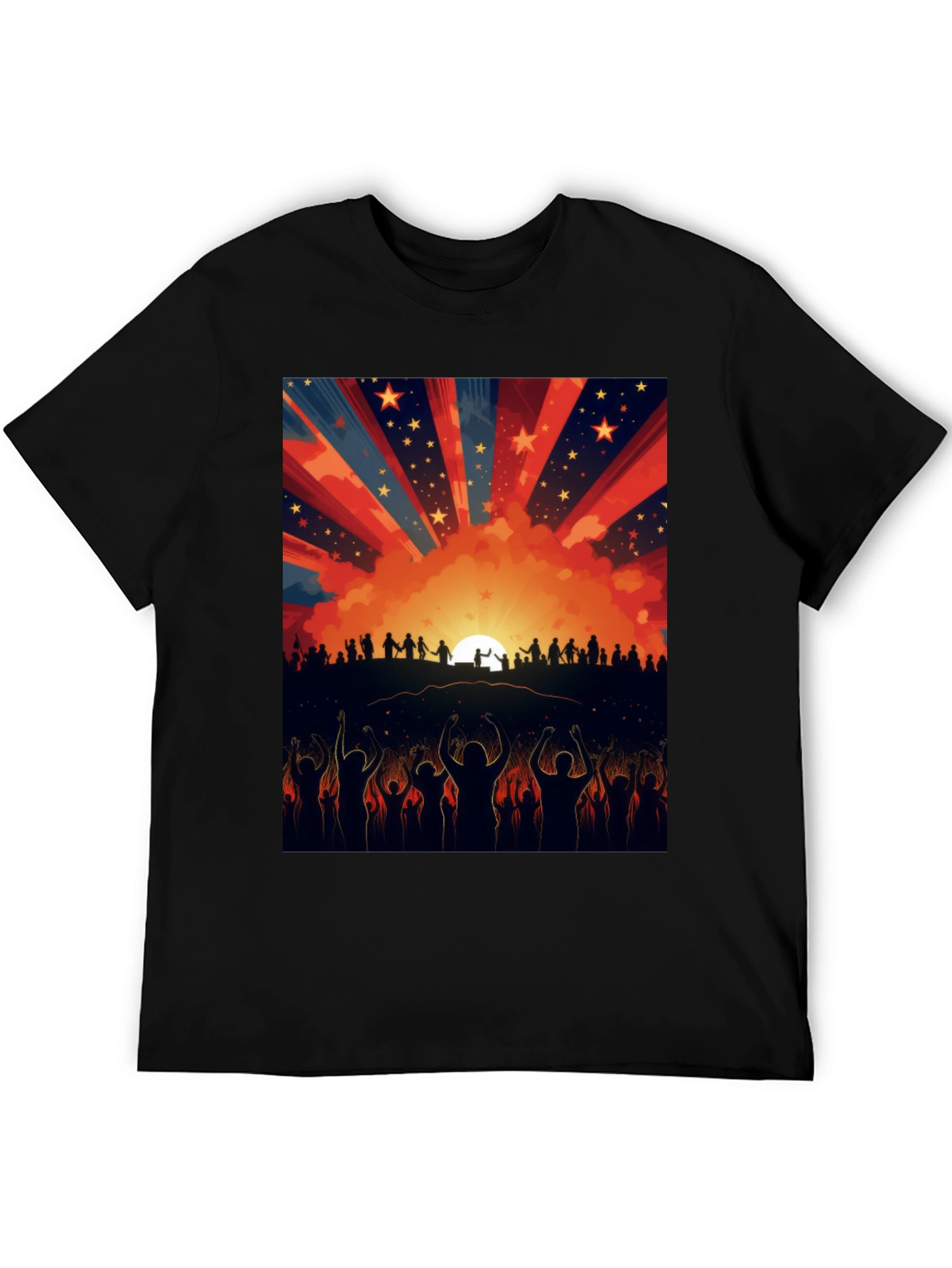 Sunset Crowd Graphic Tee - Black