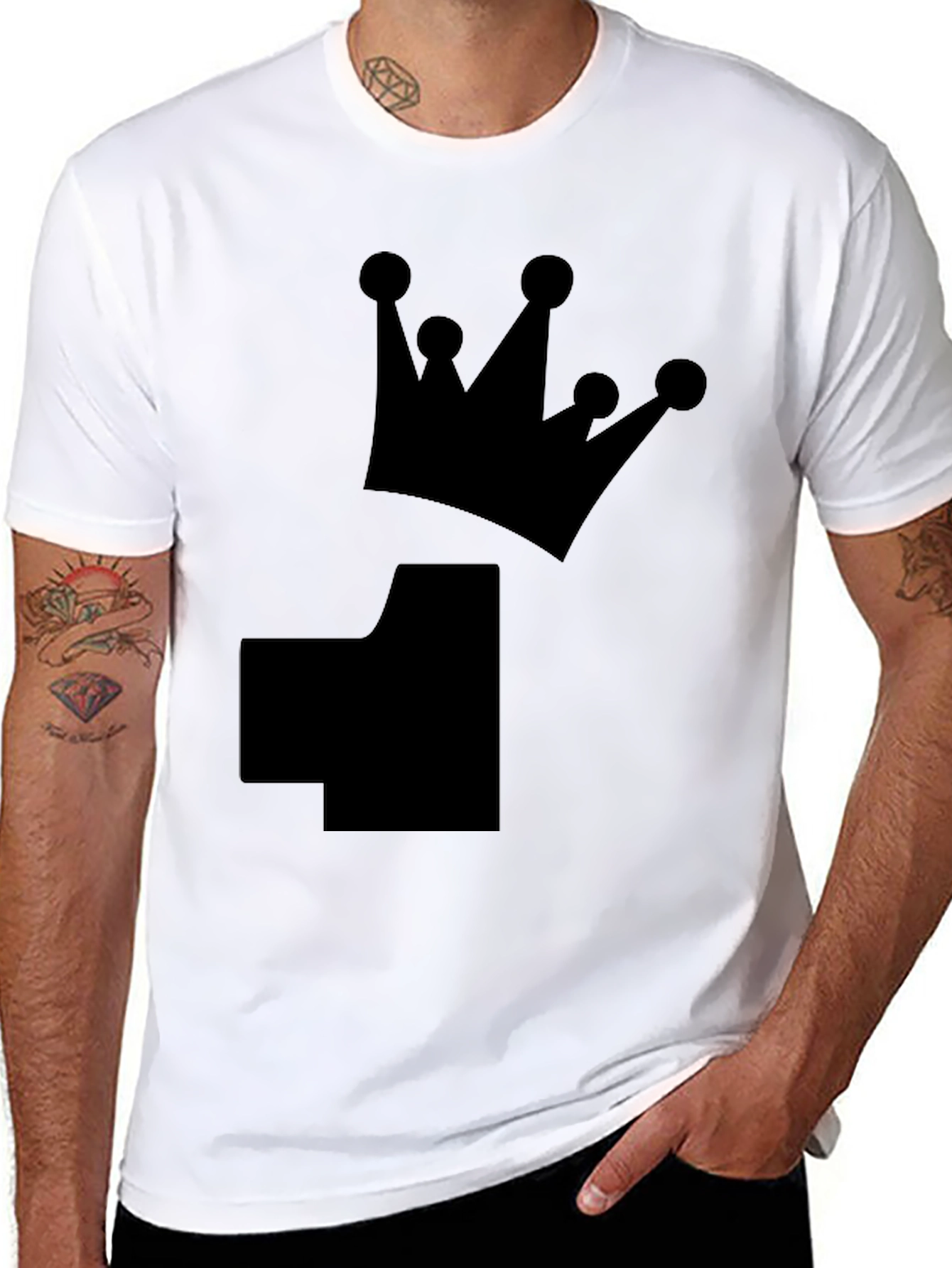 Crown Number T-Shirt - Black Cotton Tee