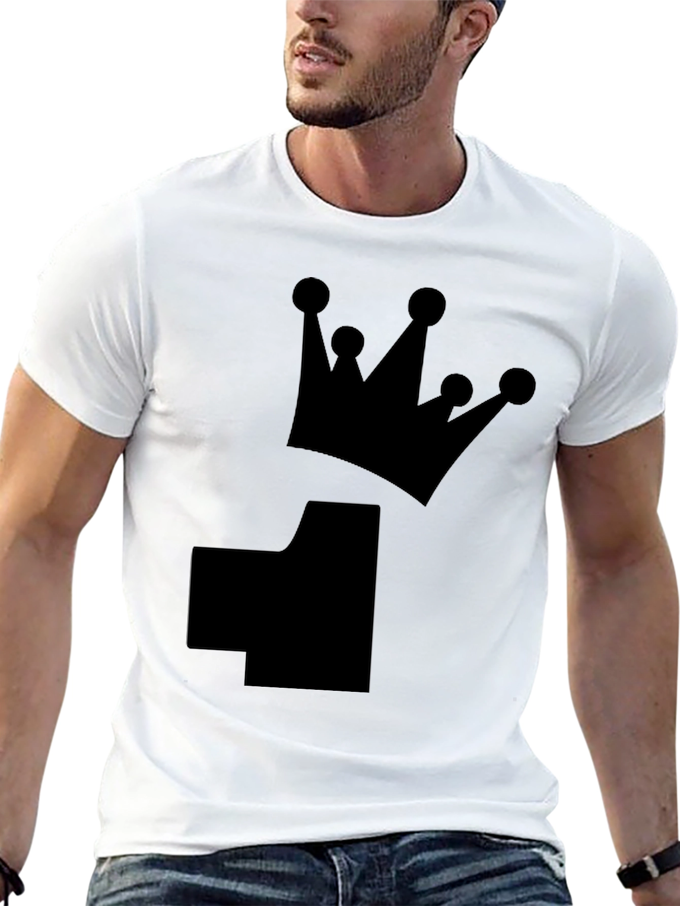 Crown Number T-Shirt - Black Cotton Tee