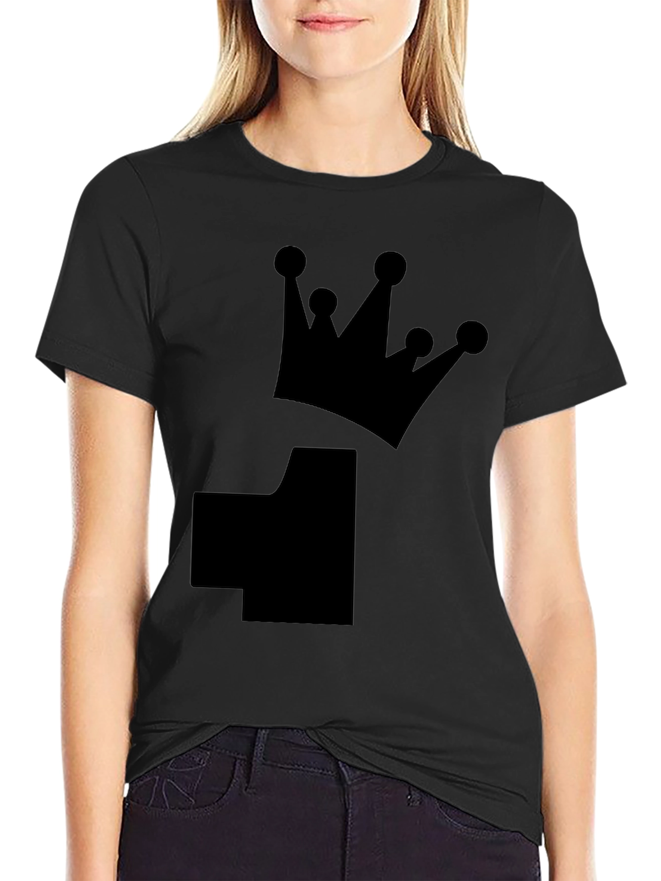 Crown Number T-Shirt - Black Cotton Tee