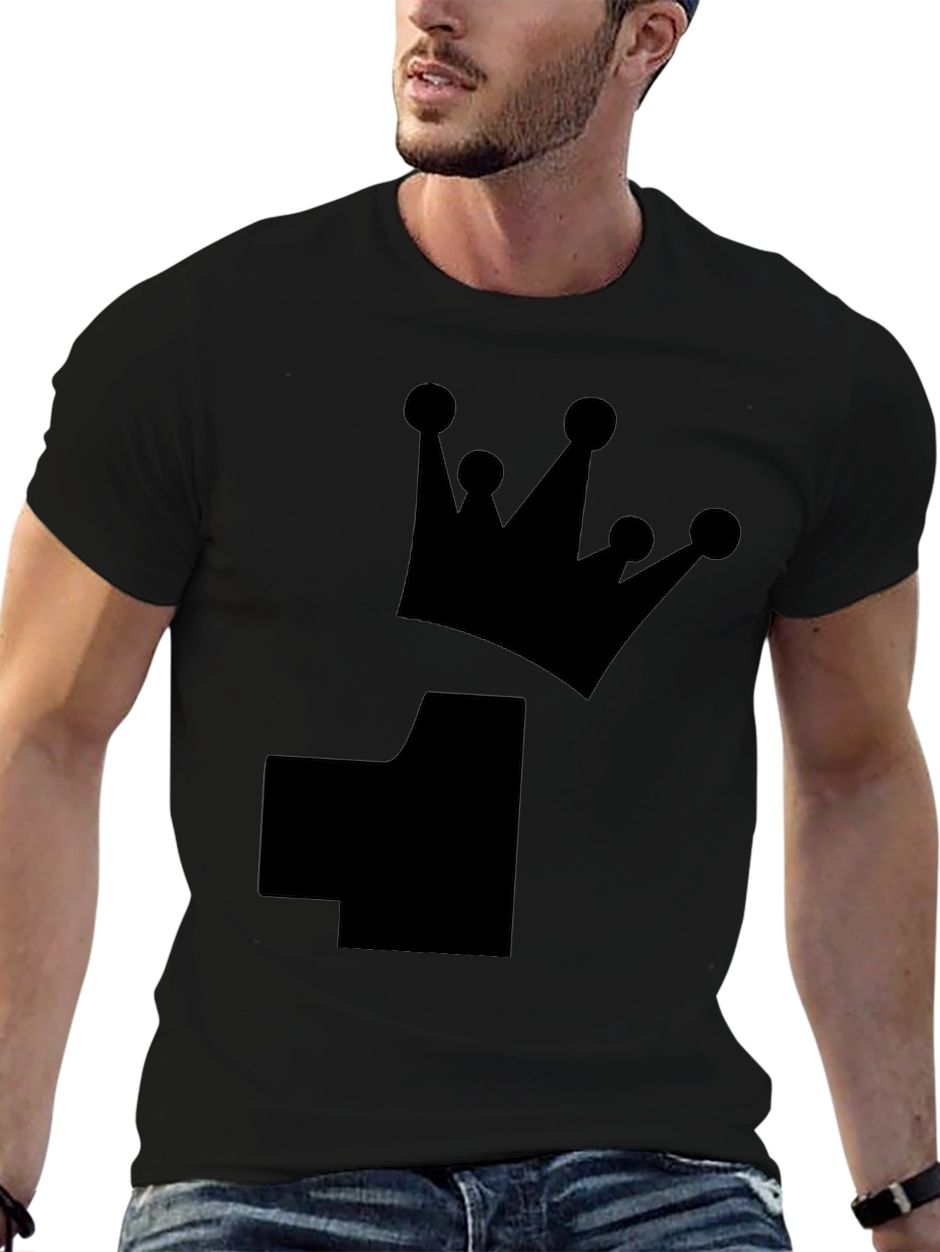 Crown Number T-Shirt - Black Cotton Tee
