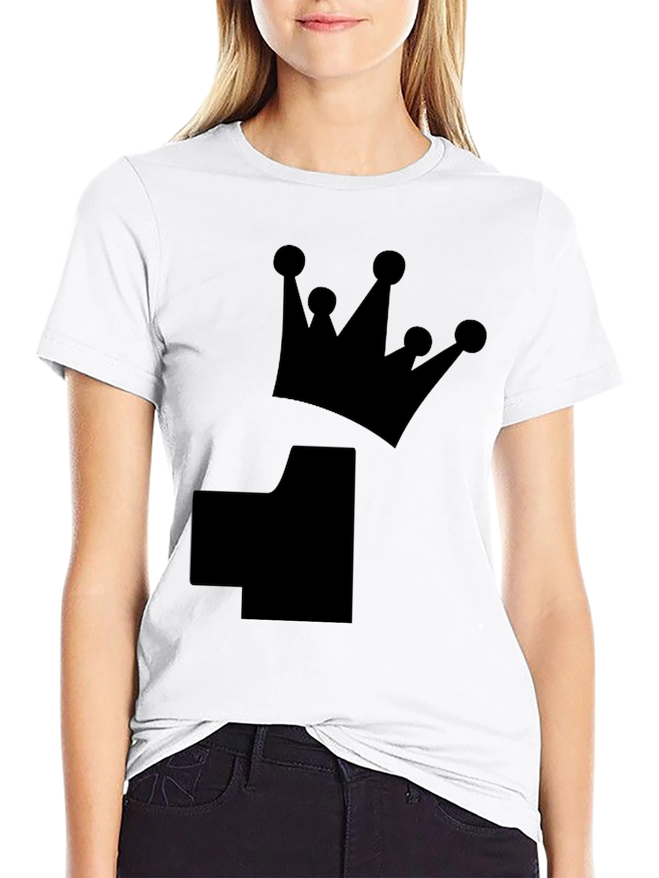 Crown Number T-Shirt - Black Cotton Tee