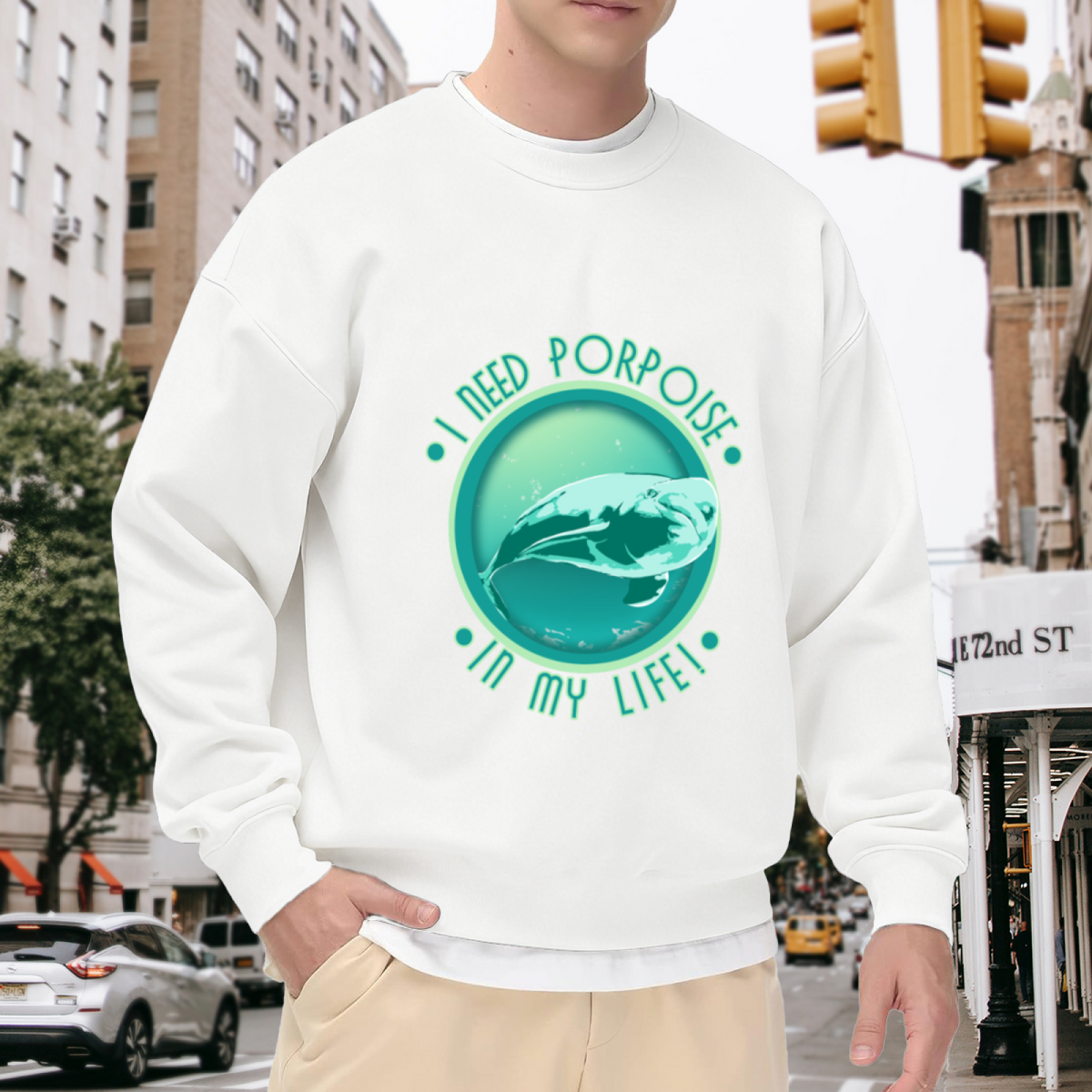 I NEED PORPOISE IN MY LIFE - Funny Dolphin Pun Graphic ԲÁìÎÀÒÂ | Unisex Pullover Sweatshirt