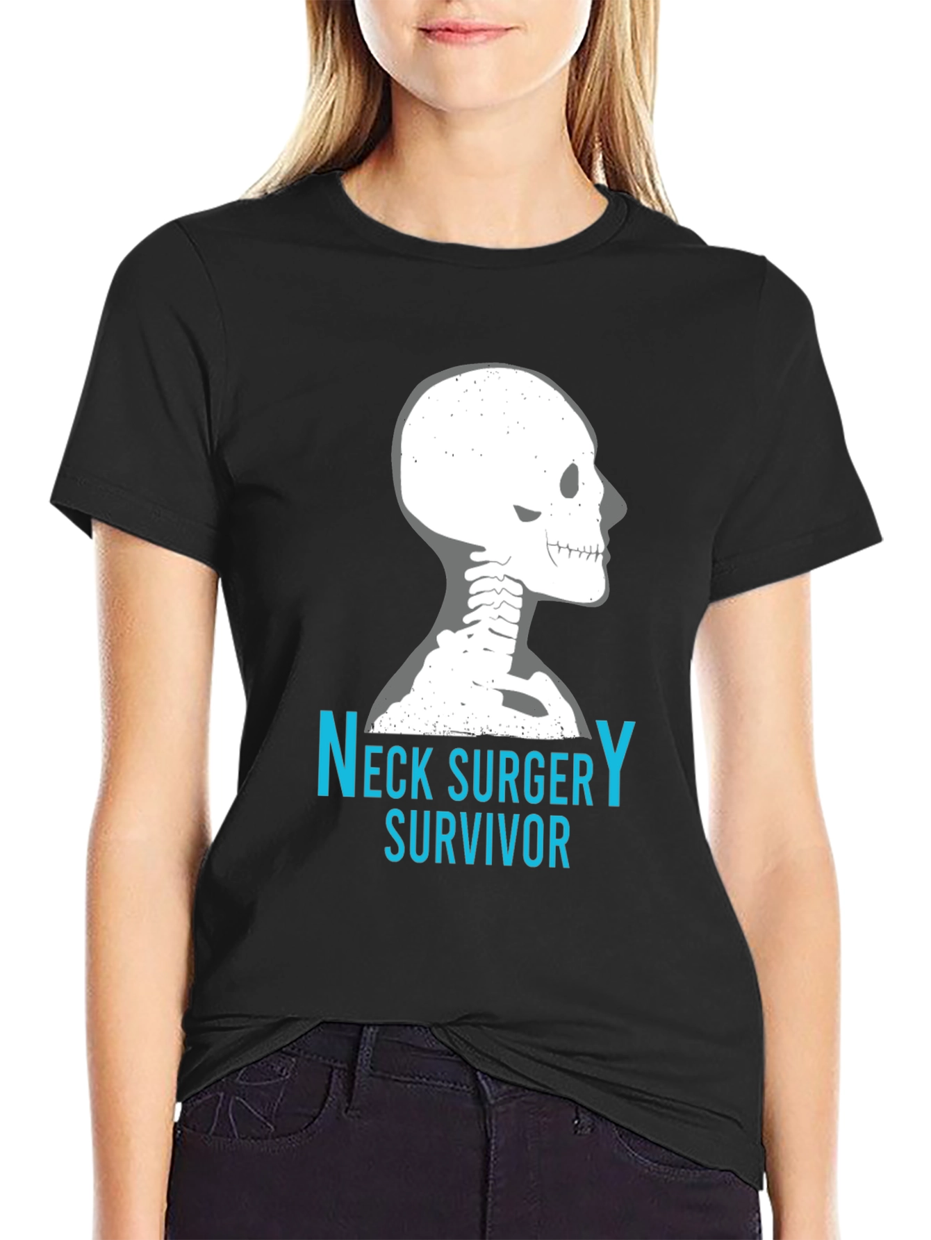Neck Surgery Survivor T-Shirt Skeleton Spine Funny Tee