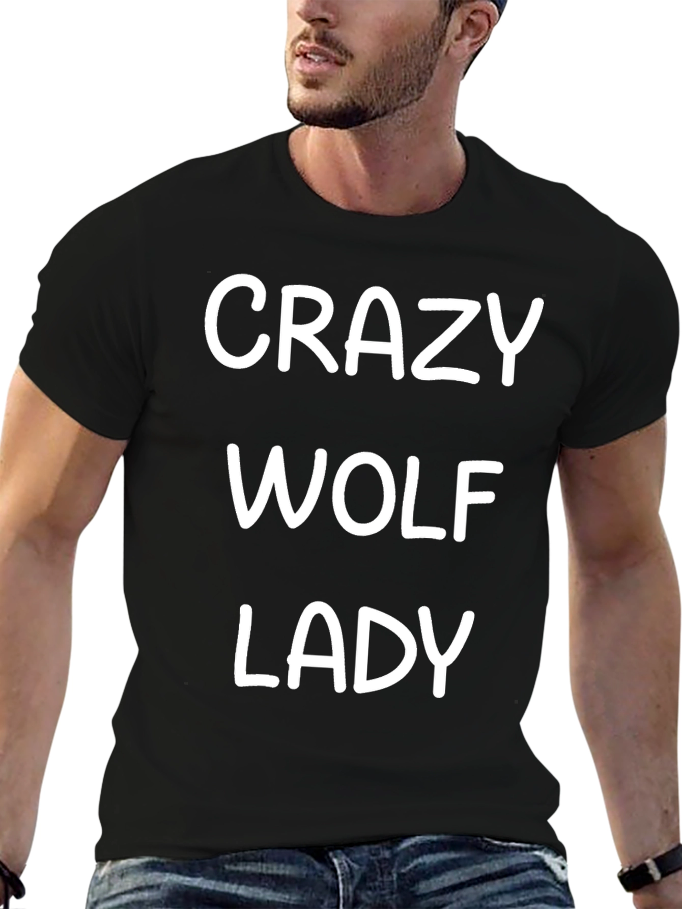 Crazy Wolf Lady T-Shirt - Black