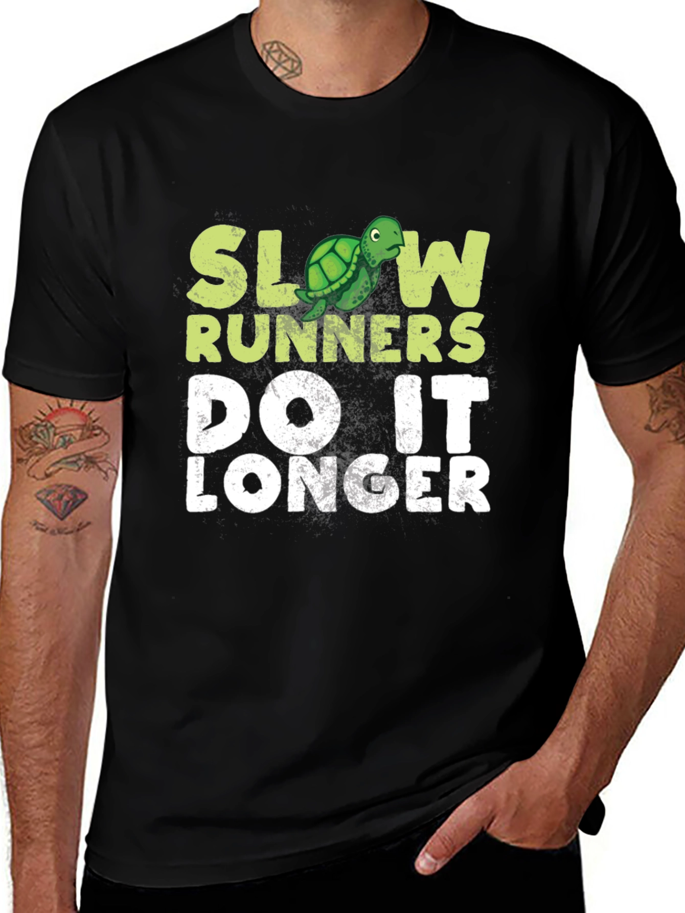 Slow Runners Do It Longer T-Shirt - Turtle Graphic