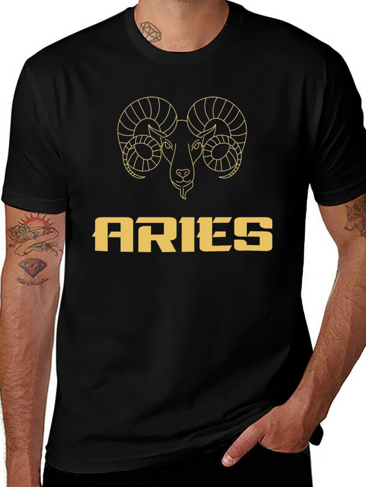 Aries Zodiac Graphic T-Shirt - Black