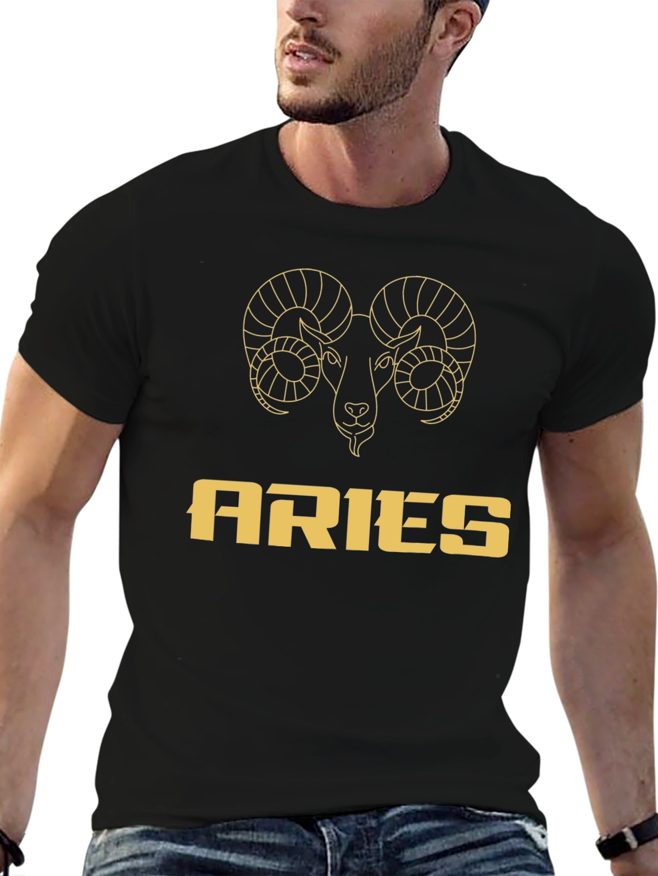 Aries Zodiac Graphic T-Shirt - Black