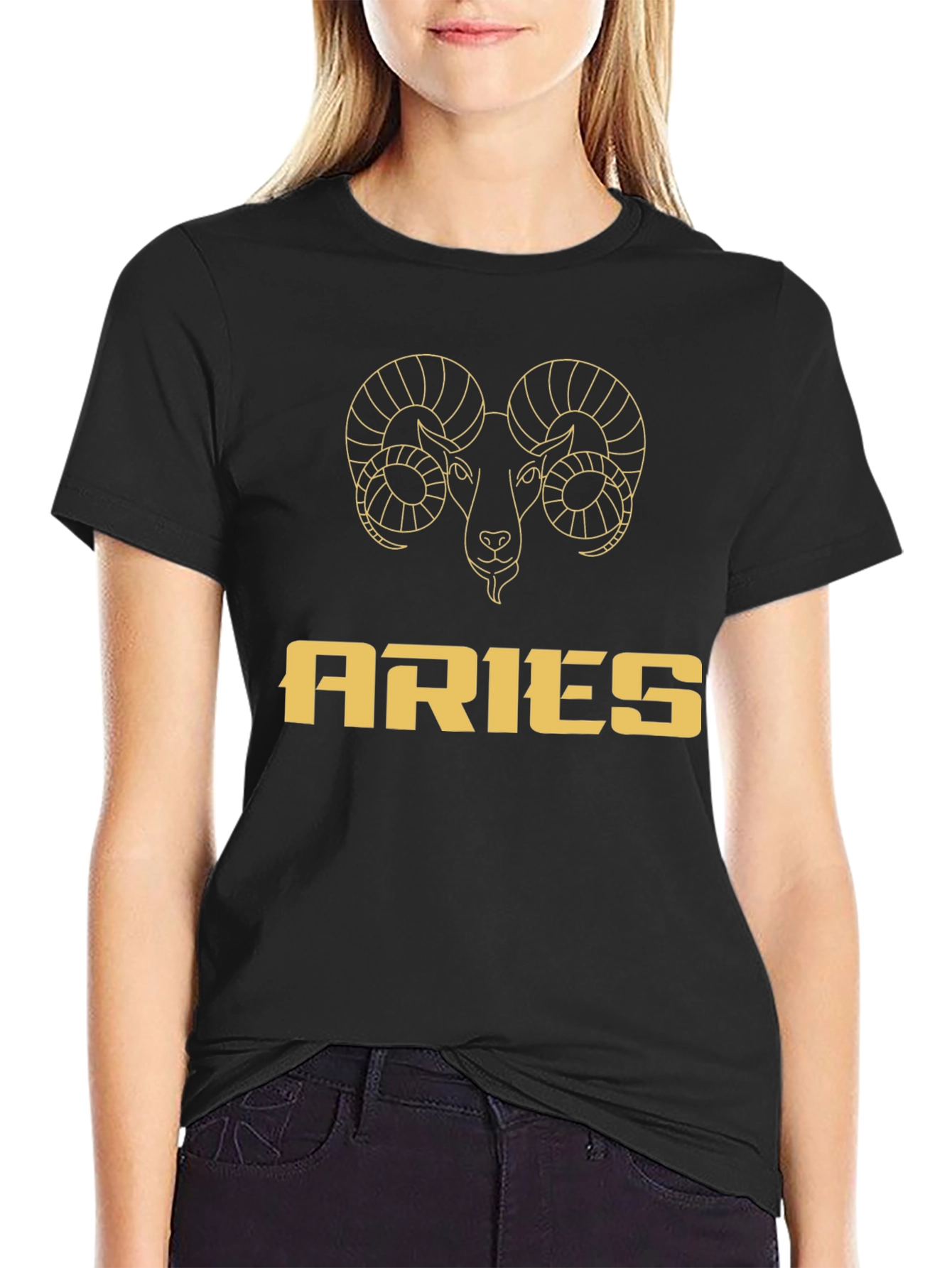 Aries Zodiac Graphic T-Shirt - Black