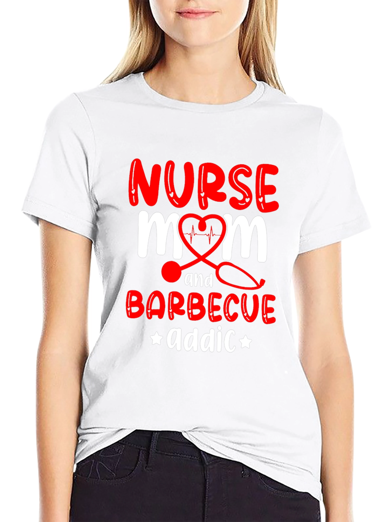 Nurse Mom Barbecue Addict Graphic Tee