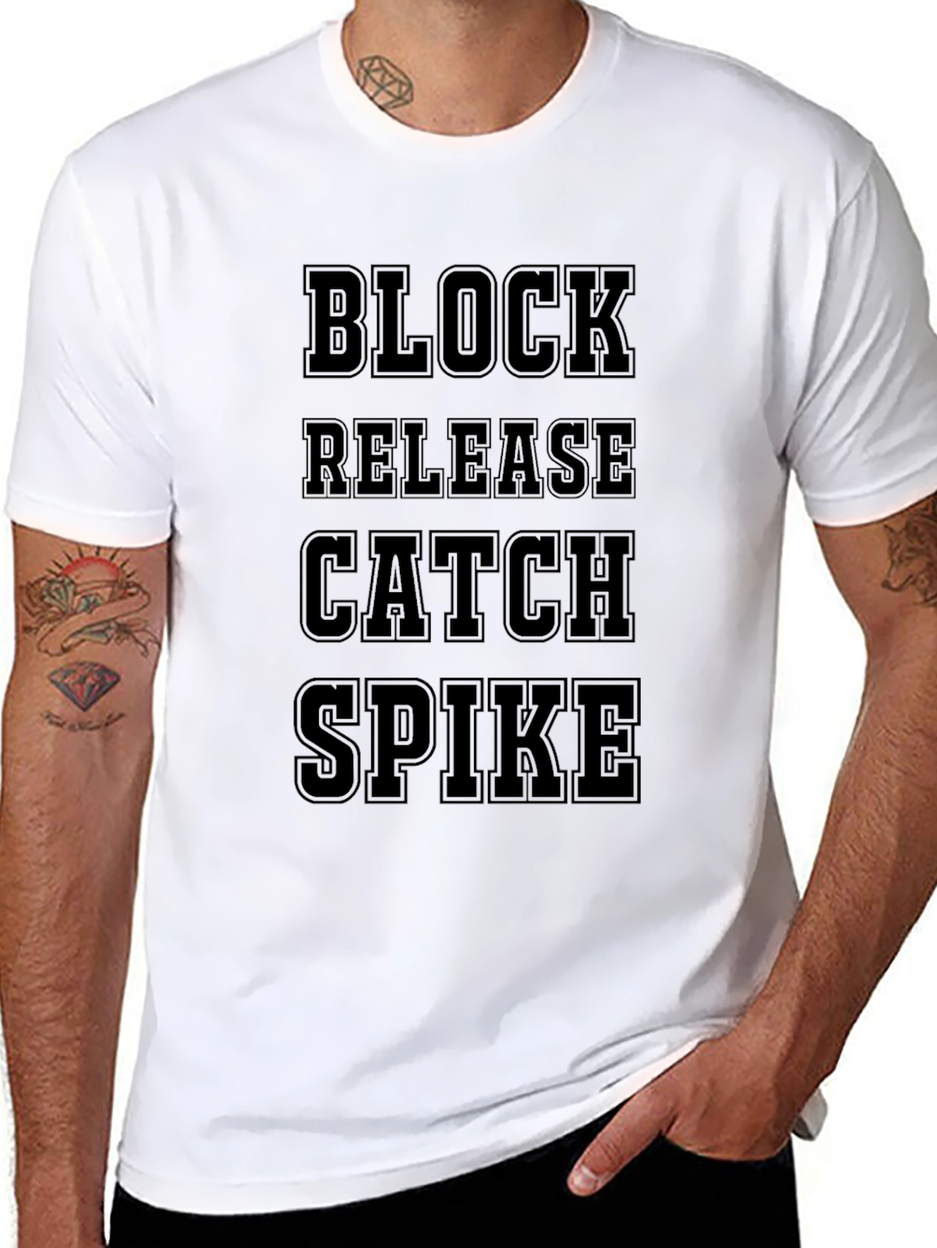 Volleyball Skills T-Shirt - Block Release Catch Spike