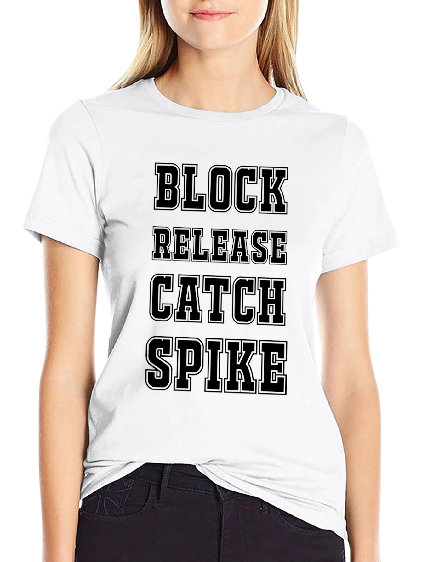 Volleyball Skills T-Shirt - Block Release Catch Spike