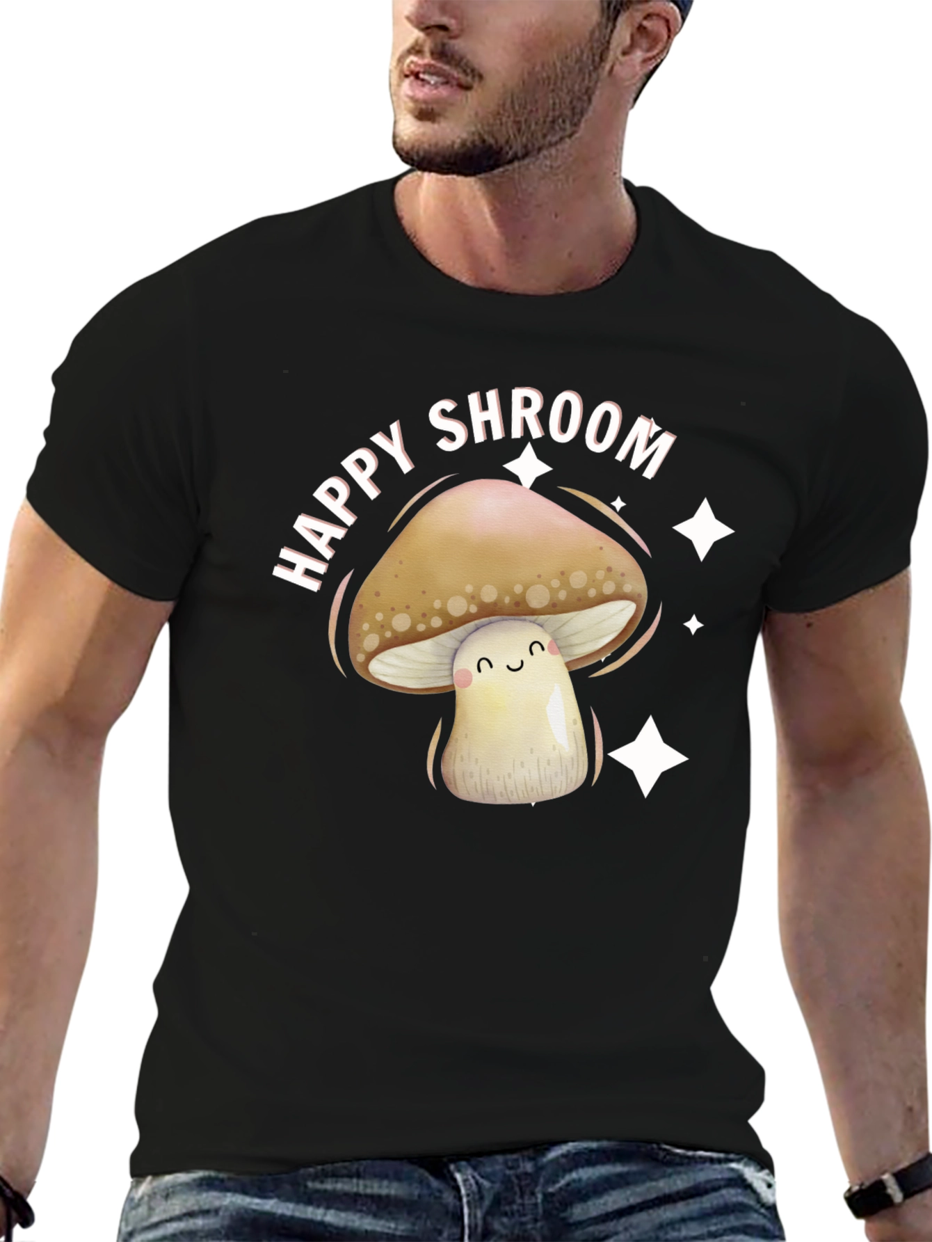 Happy Shroom Graphic Tee - Fun Mushroom Design