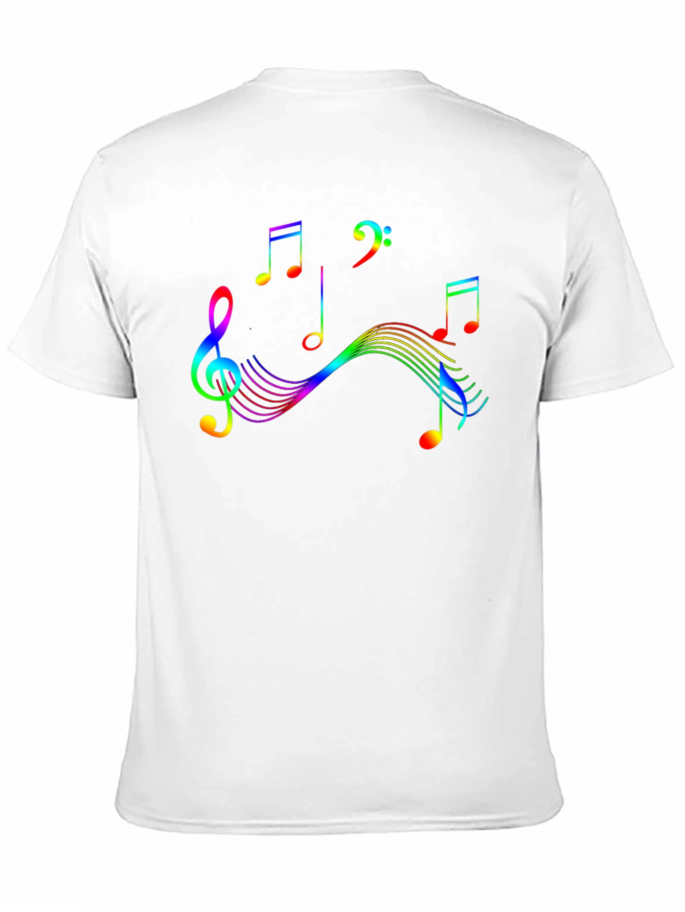 Rainbow Music Notes Graphic Black T-Shirt