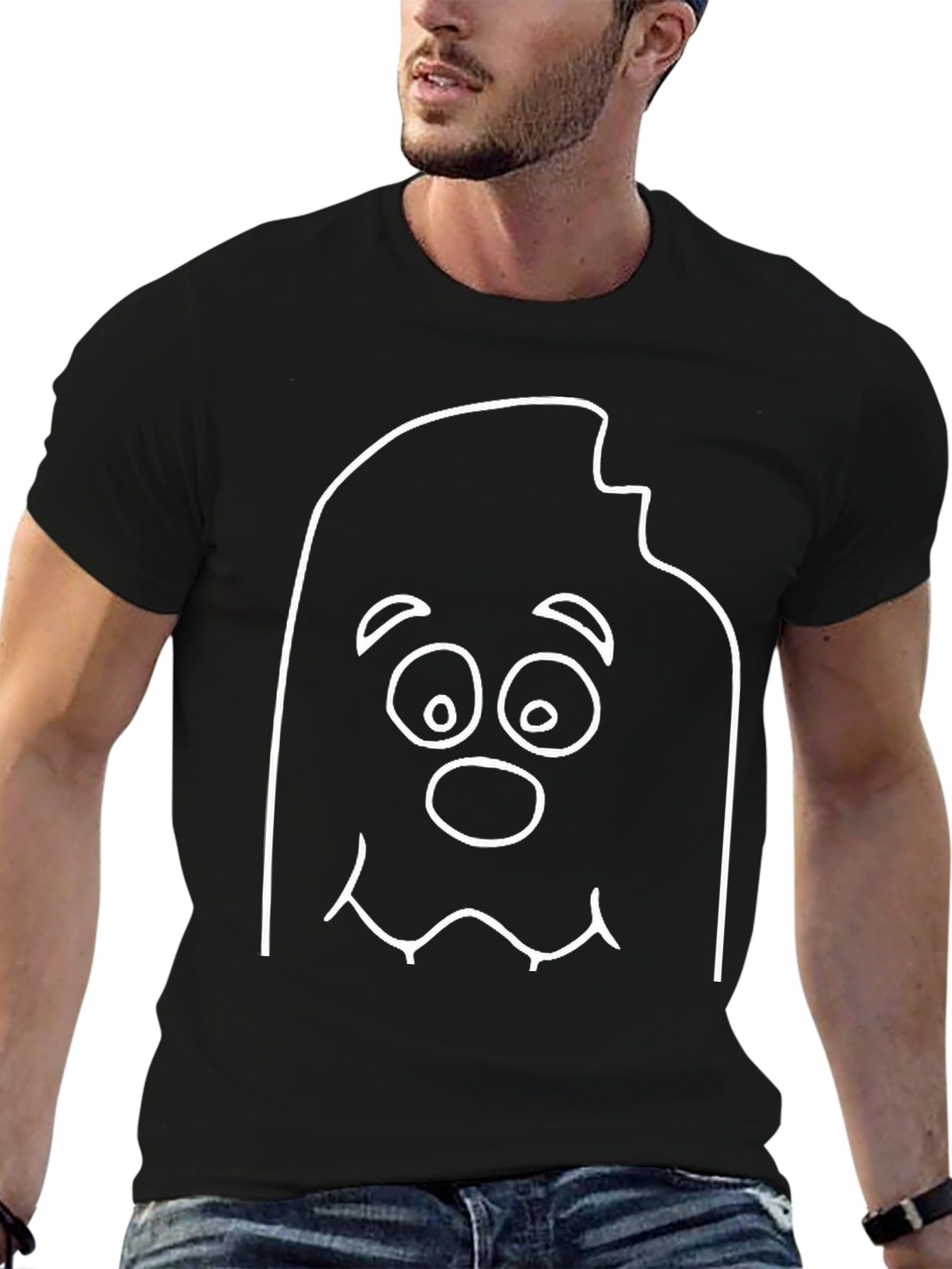 Funny Cartoon Ghost Black T-Shirt